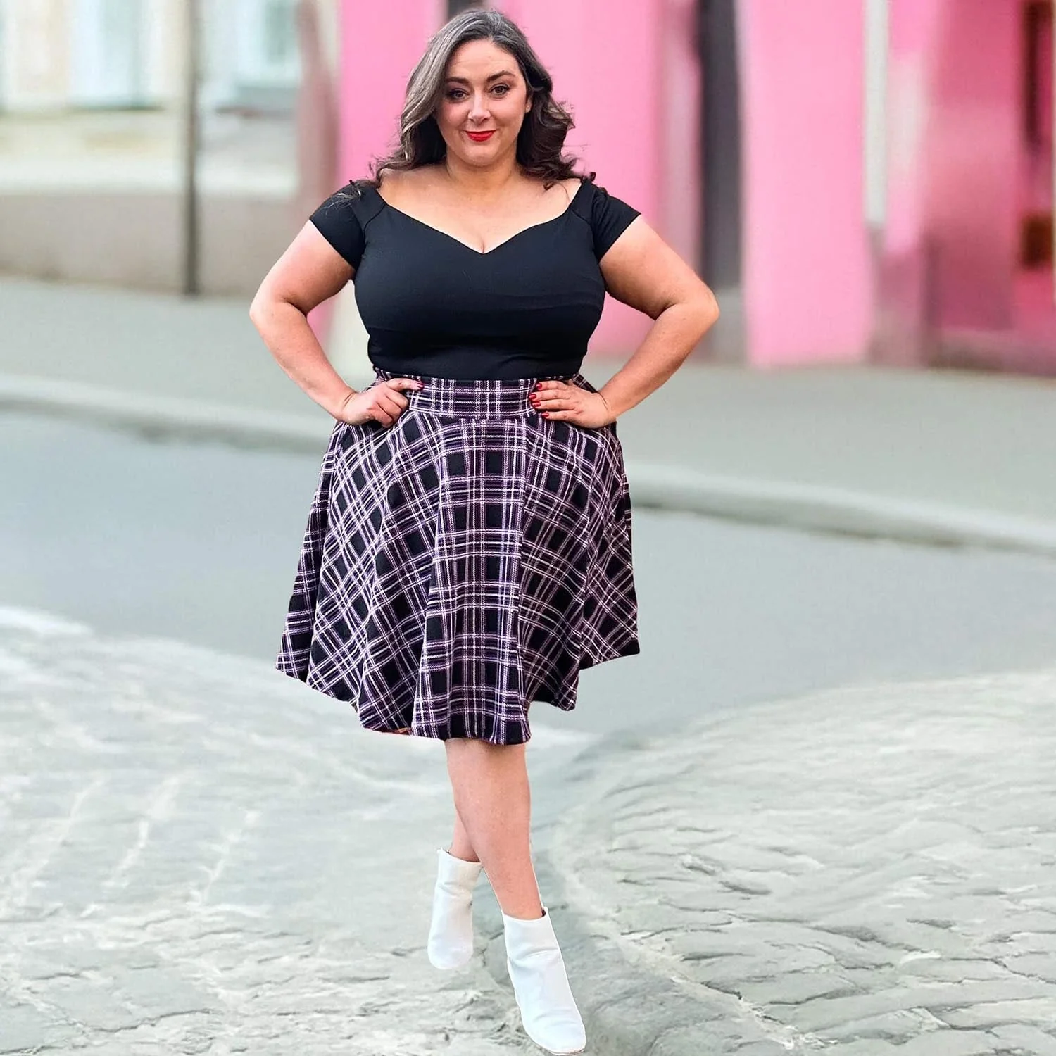 Plaid Flare Skirt - Moorland - Image 7