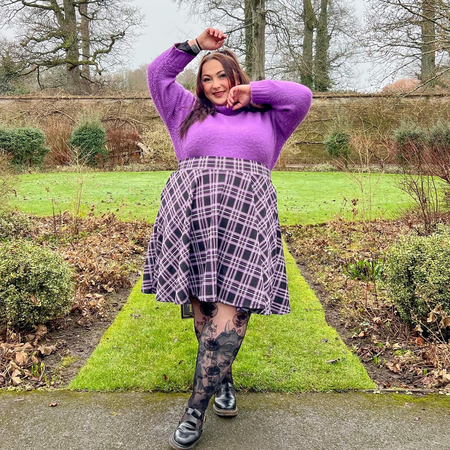 Plaid Flare Skirt - Moorland - Image 8