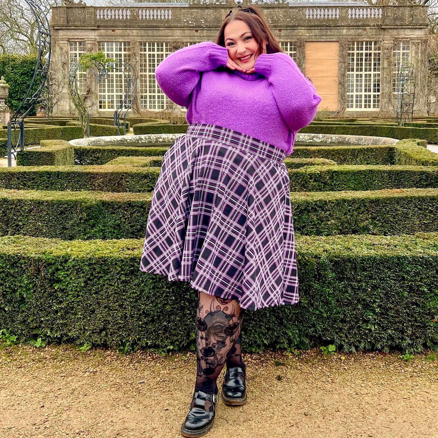 Plaid Flare Skirt - Moorland - Image 9