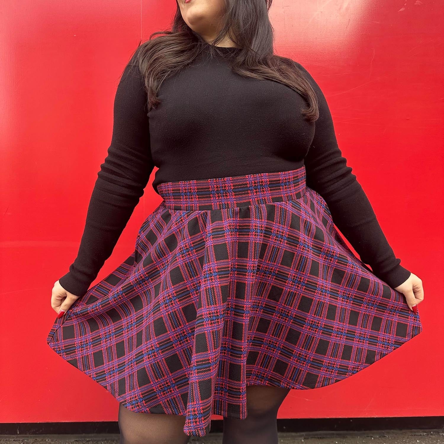 Plaid Mini-Flare Skirt - Ember - Image 10
