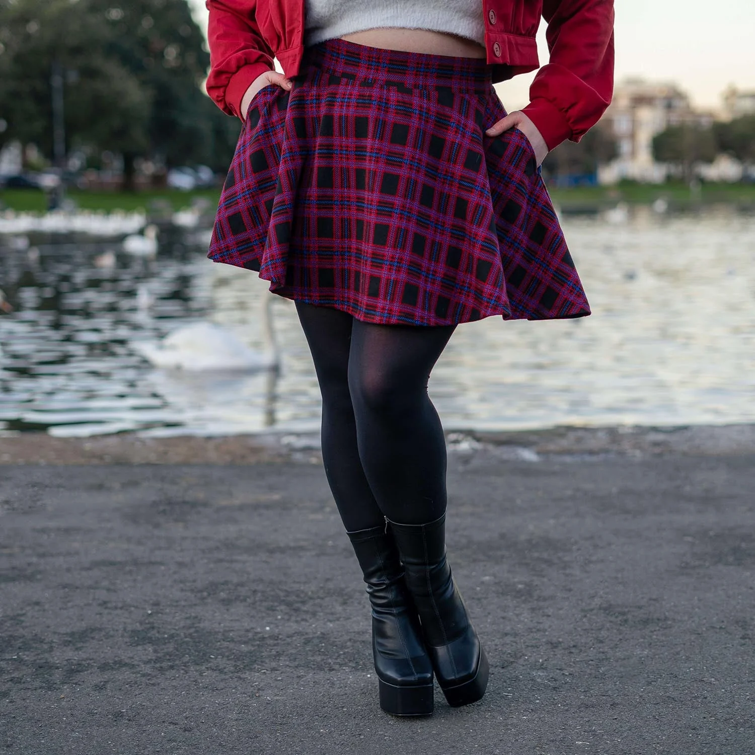 Plaid Mini-Flare Skirt - Ember - Image 3