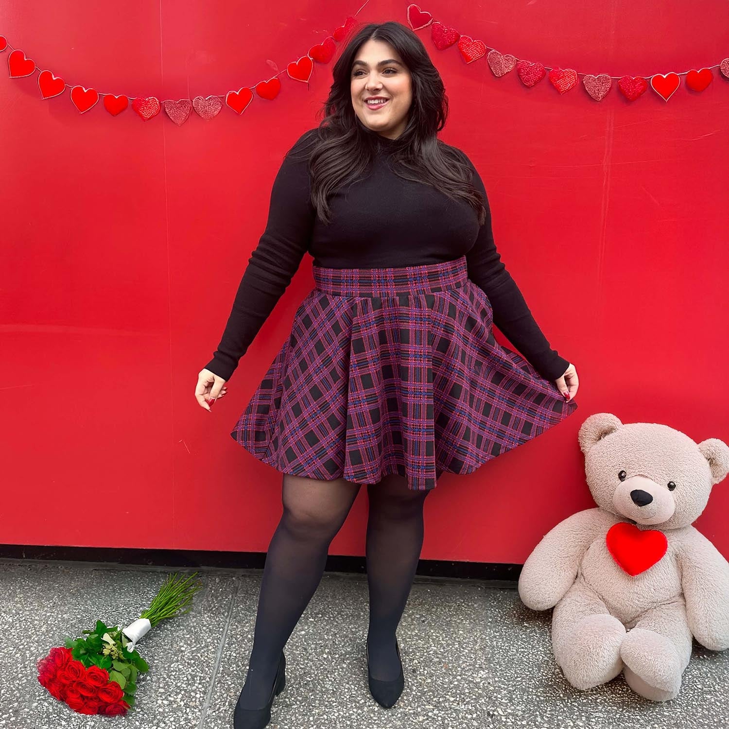 Plaid Mini-Flare Skirt - Ember - Image 4