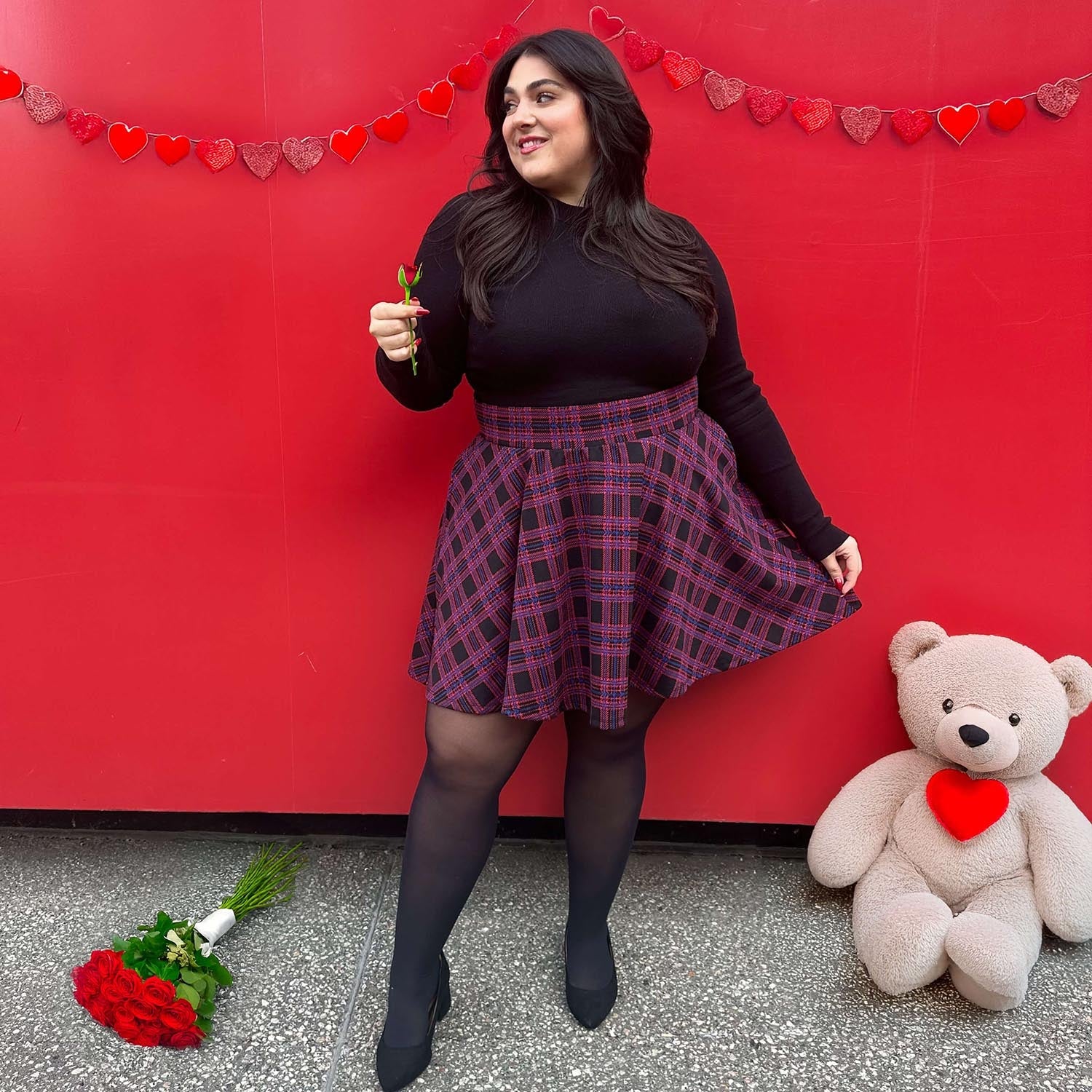 Plaid Mini-Flare Skirt - Ember - Image 6