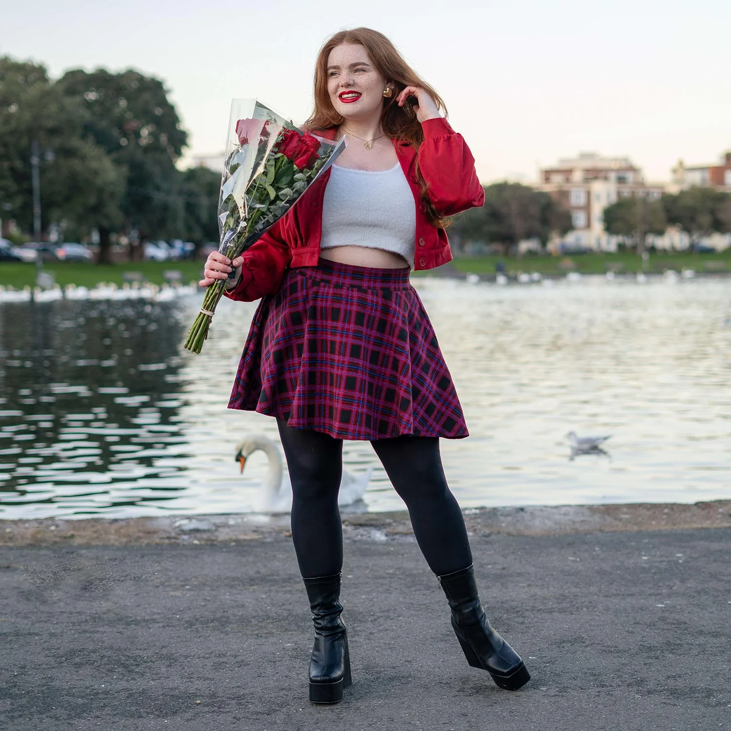 Plaid Mini-Flare Skirt - Ember - Image 7