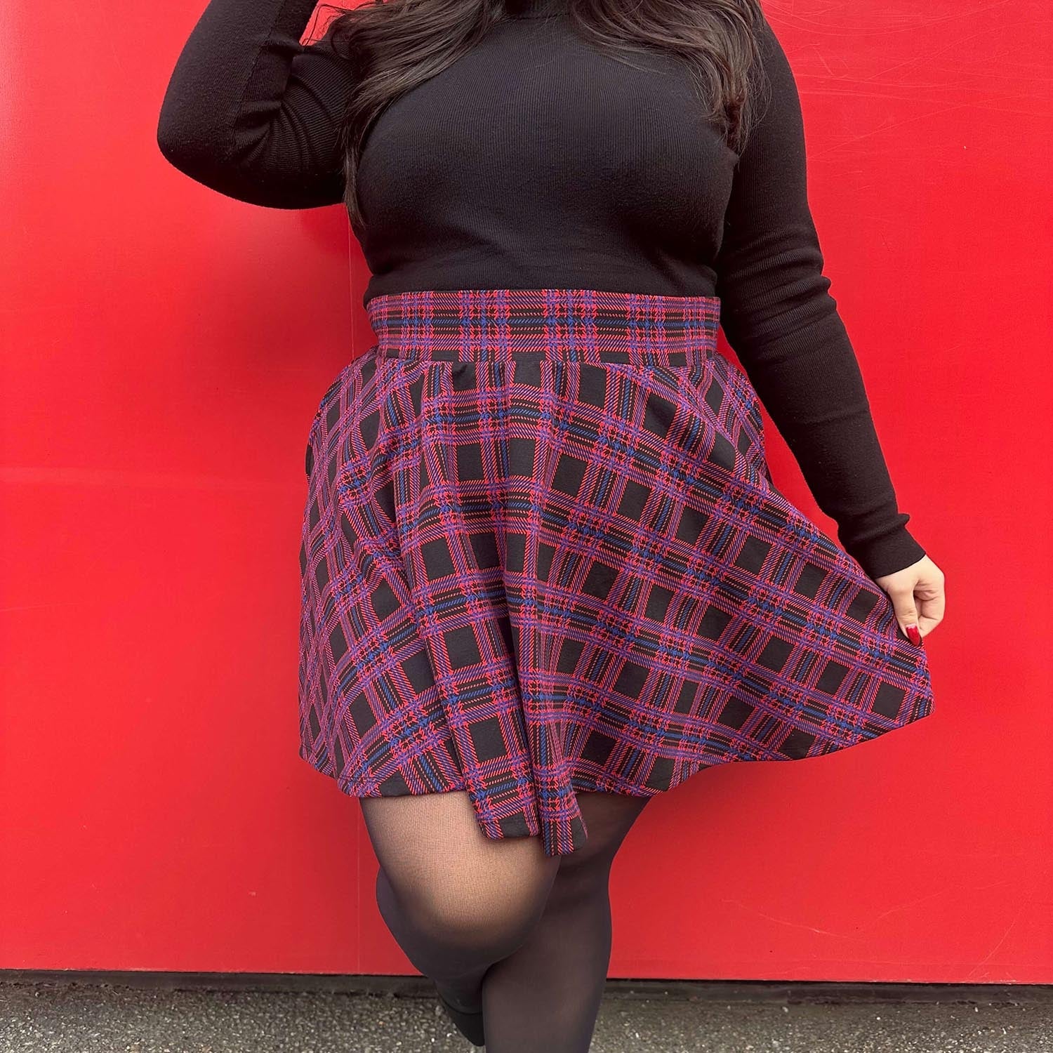 Plaid Mini-Flare Skirt - Ember - Image 8