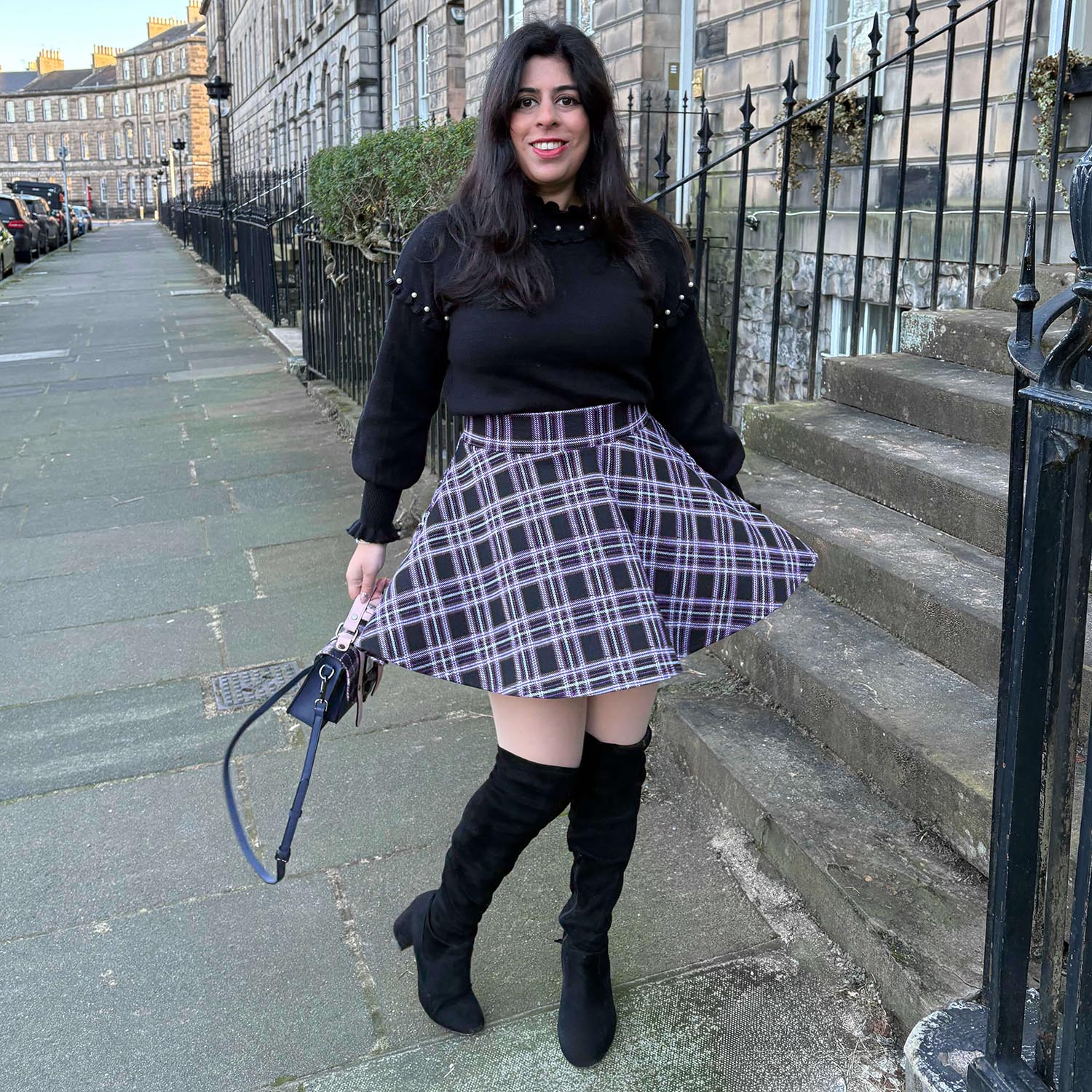 Plaid Mini-Flare Skirt - Moorland - Image 10