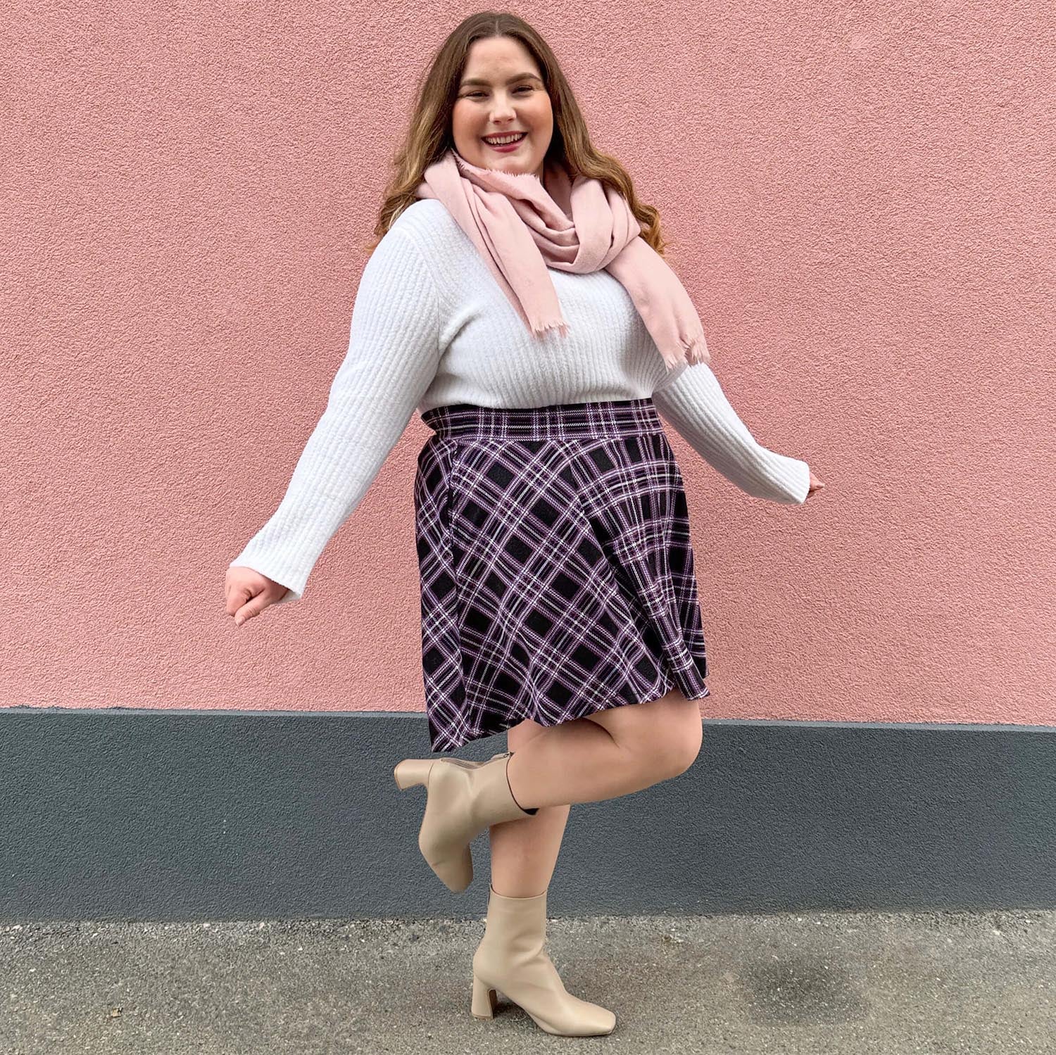 Plaid Mini-Flare Skirt - Moorland - Image 12