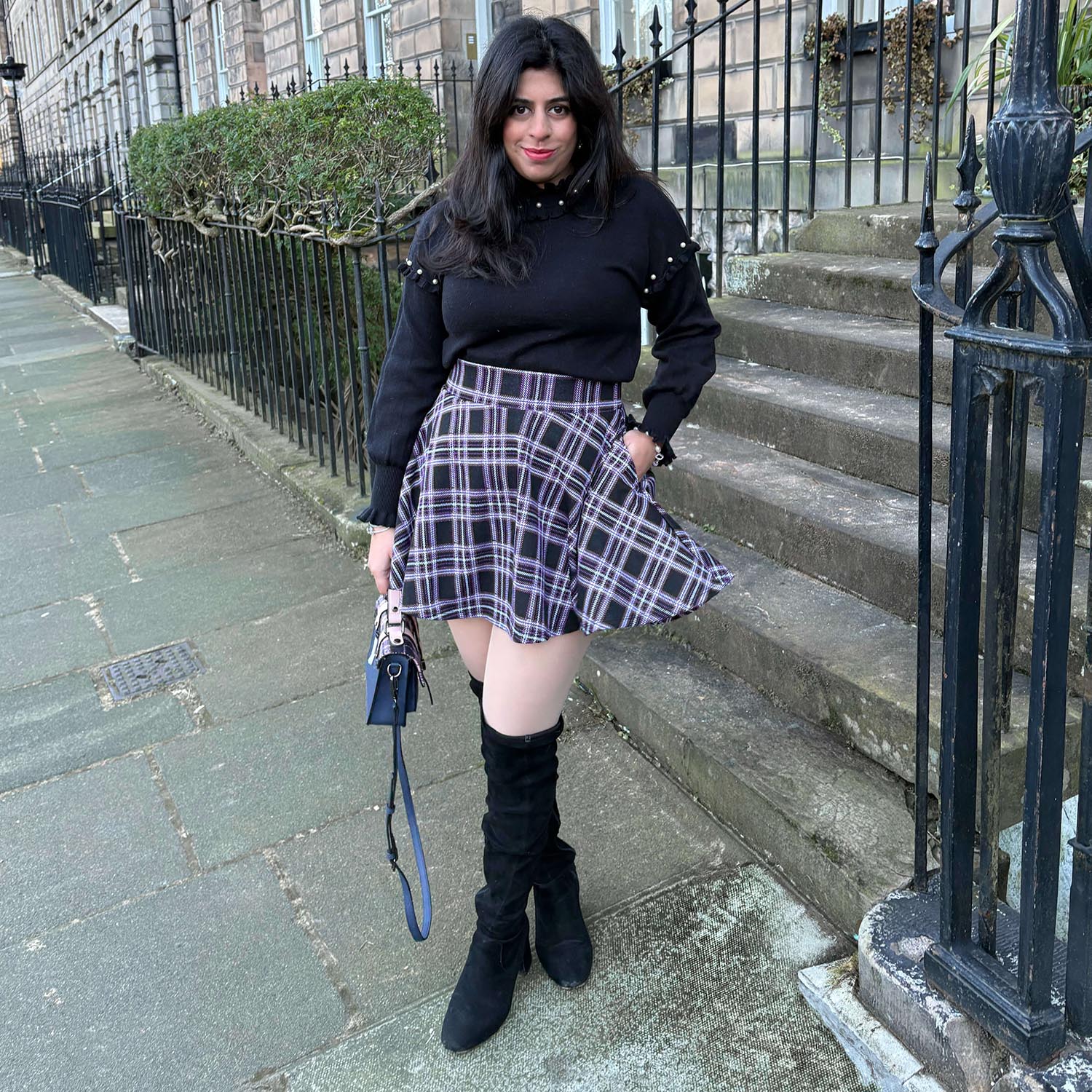 Plaid Mini-Flare Skirt - Moorland - Image 13