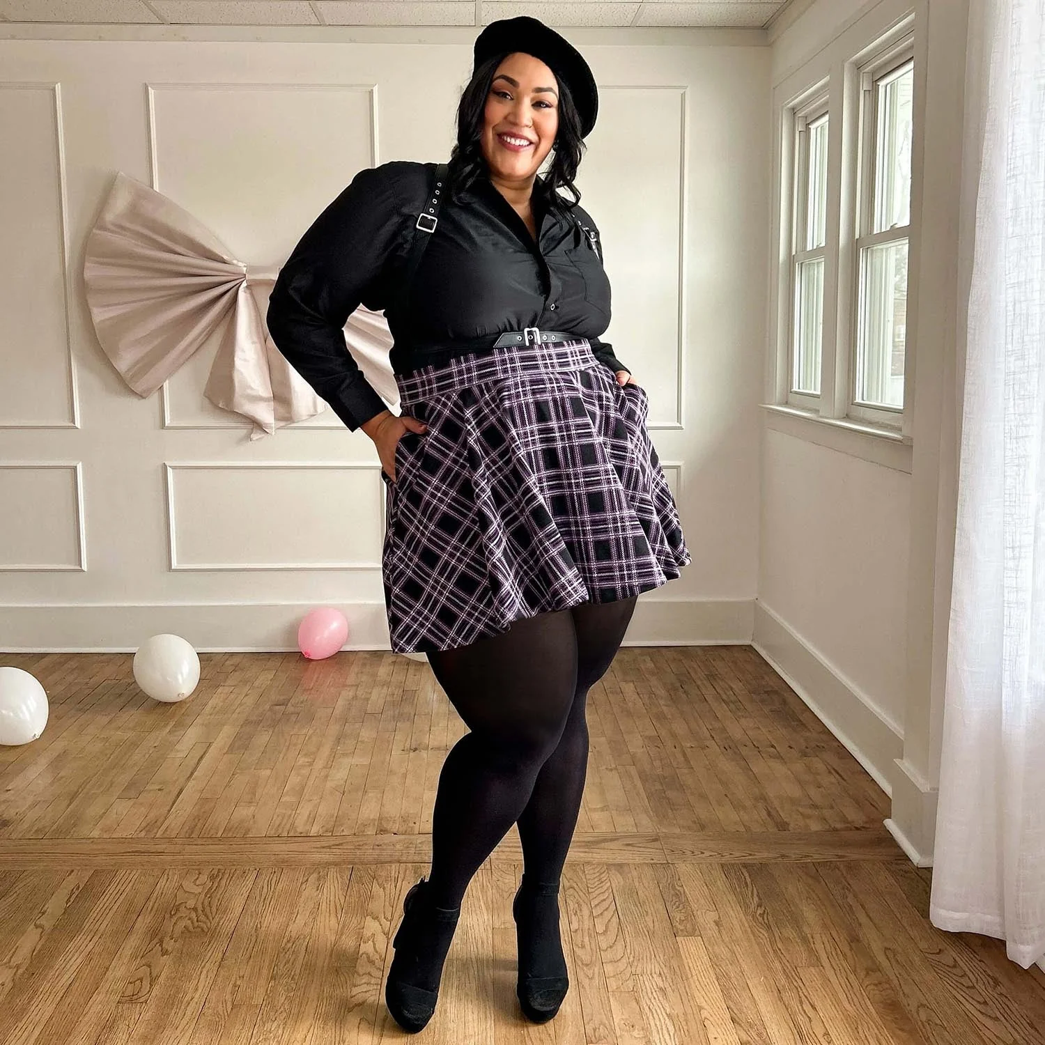Plaid Mini-Flare Skirt - Moorland - Image 14