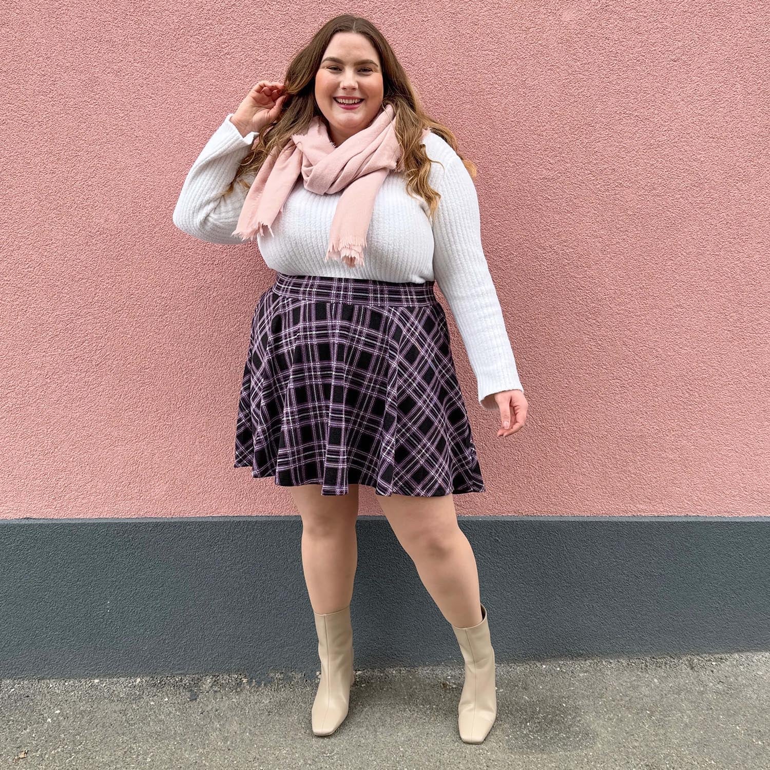 Plaid Mini-Flare Skirt - Moorland - Image 15