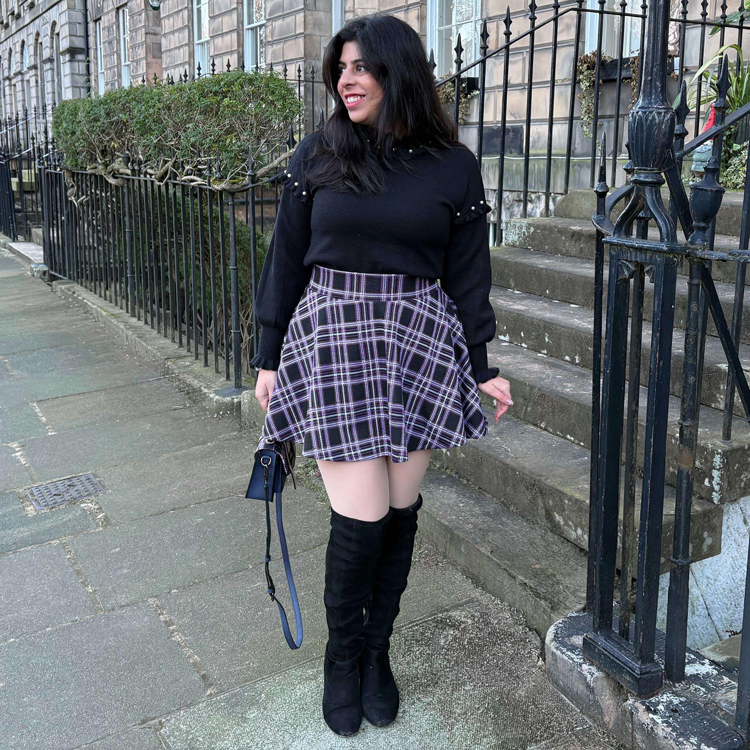 Plaid Mini-Flare Skirt - Moorland - Image 19