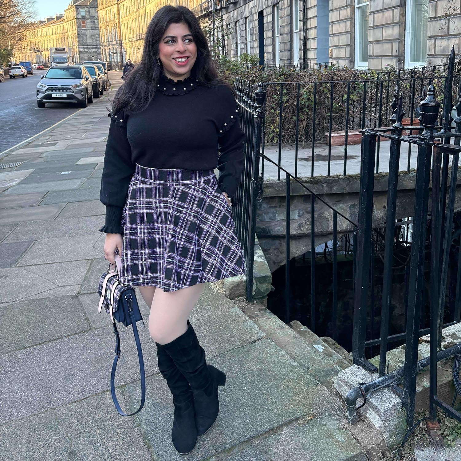 Plaid Mini-Flare Skirt - Moorland - Image 7