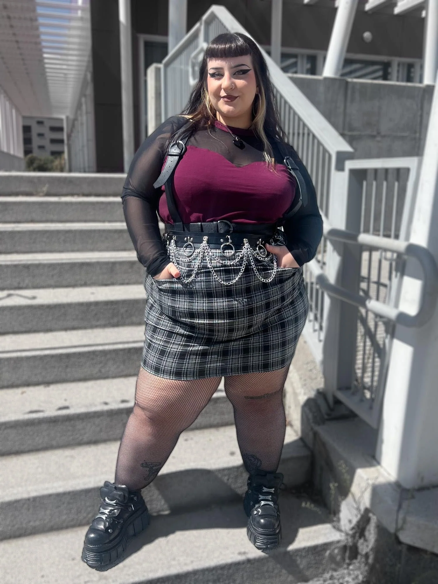 Plaid Mini Skirt - Black & Grey - Image 7