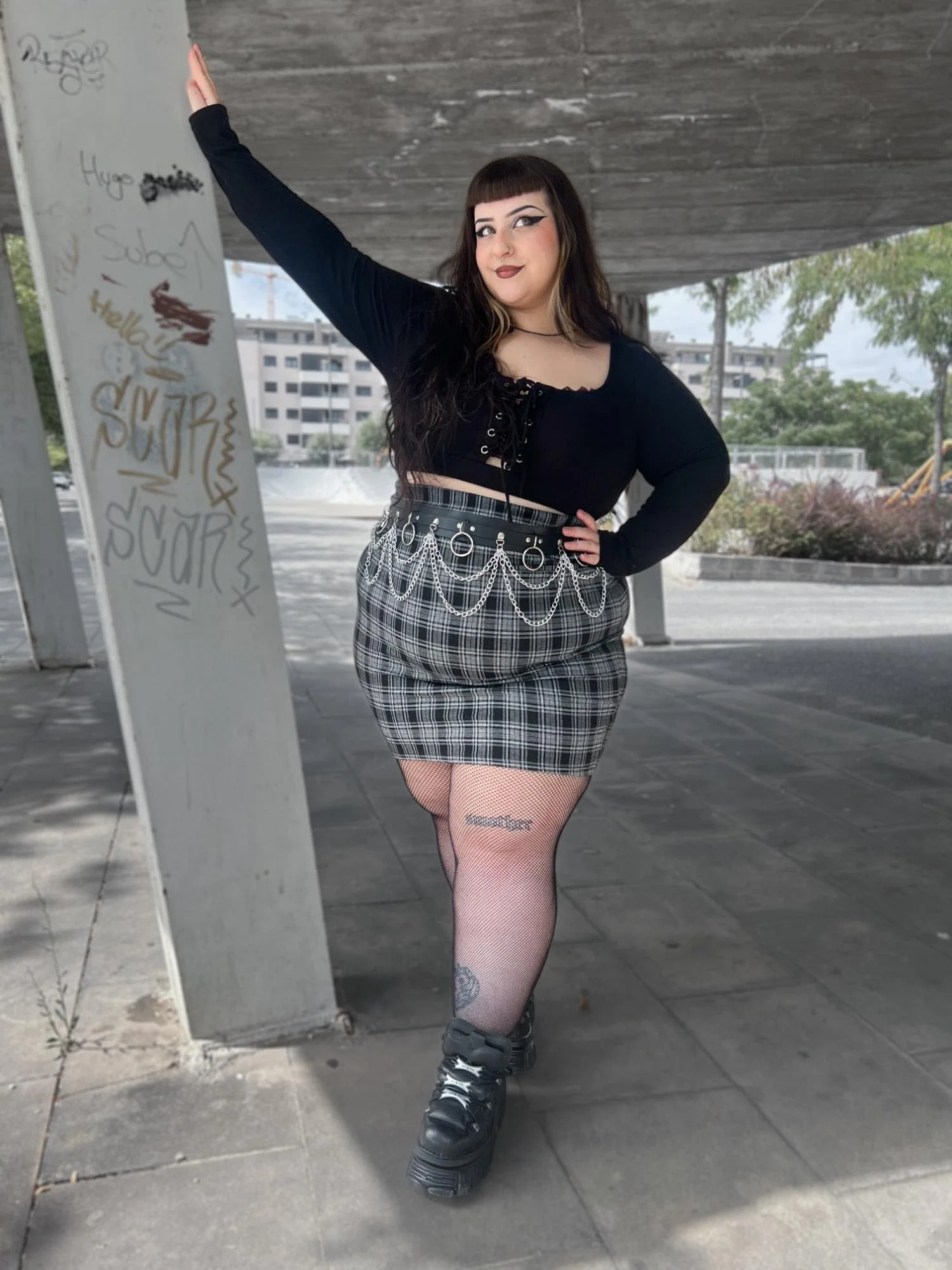 Plaid Mini Skirt - Black & Grey - Image 9