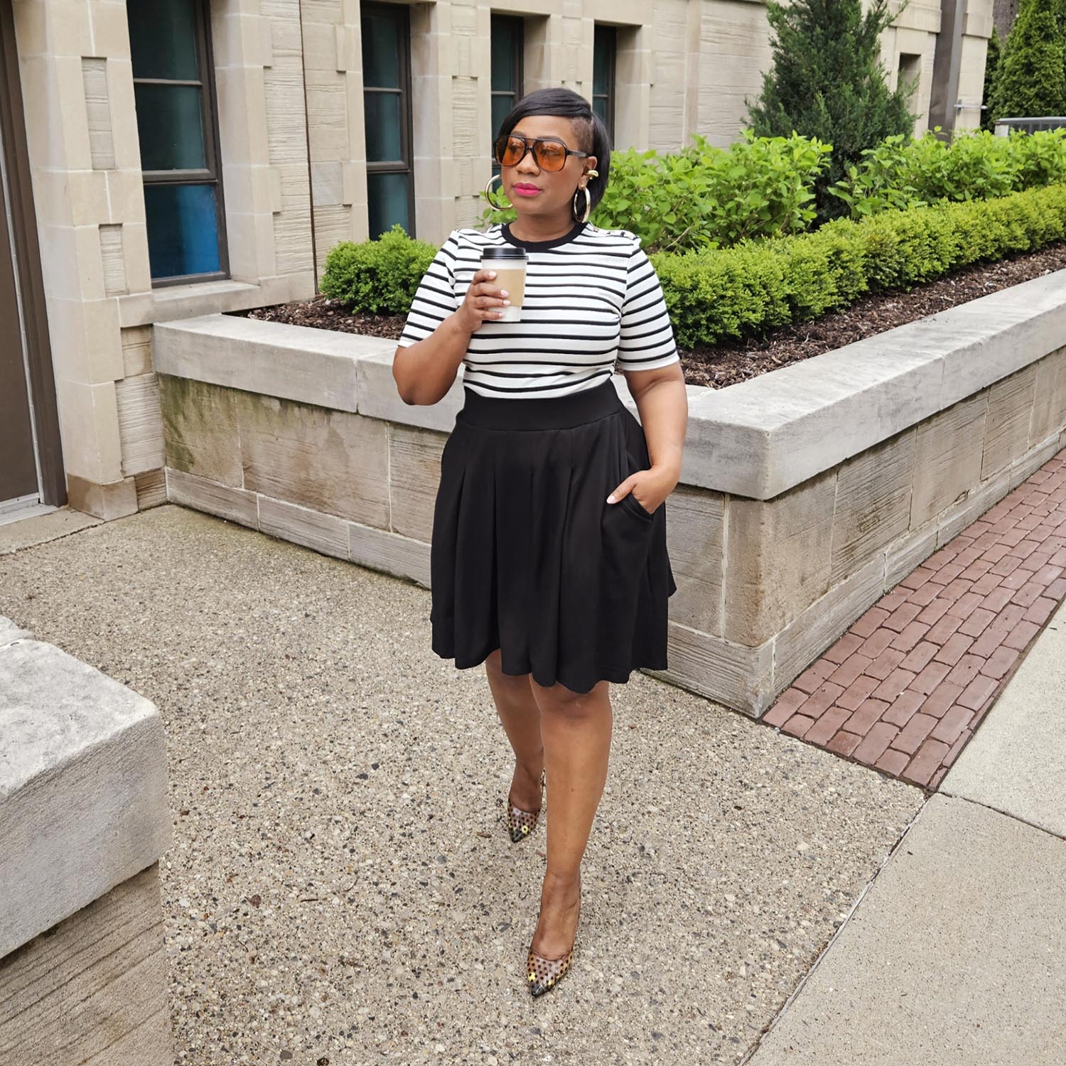 Petal Pleated Skirt - Black - Image 3