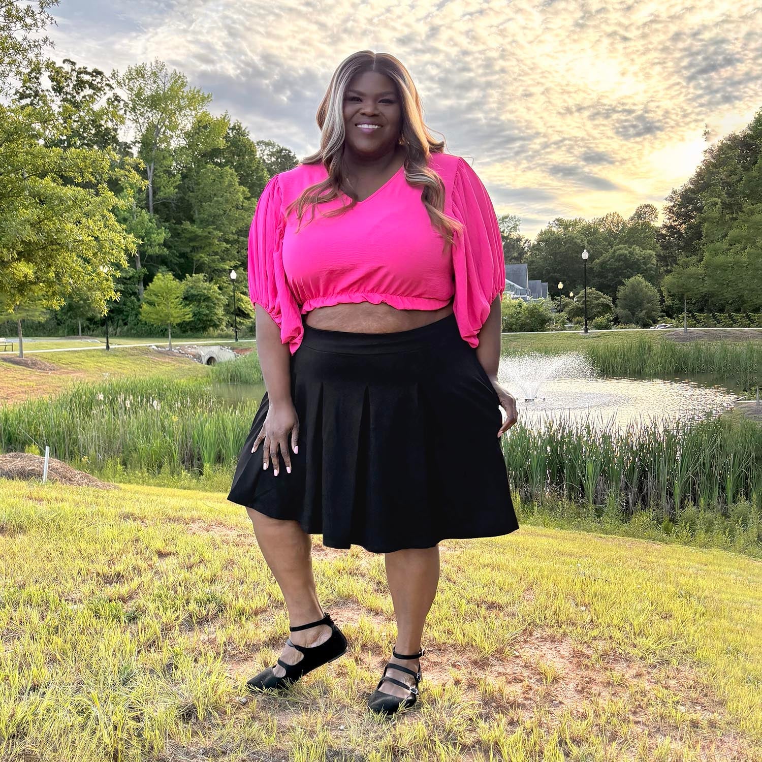 Petal Pleated Skort - Black - Image 2