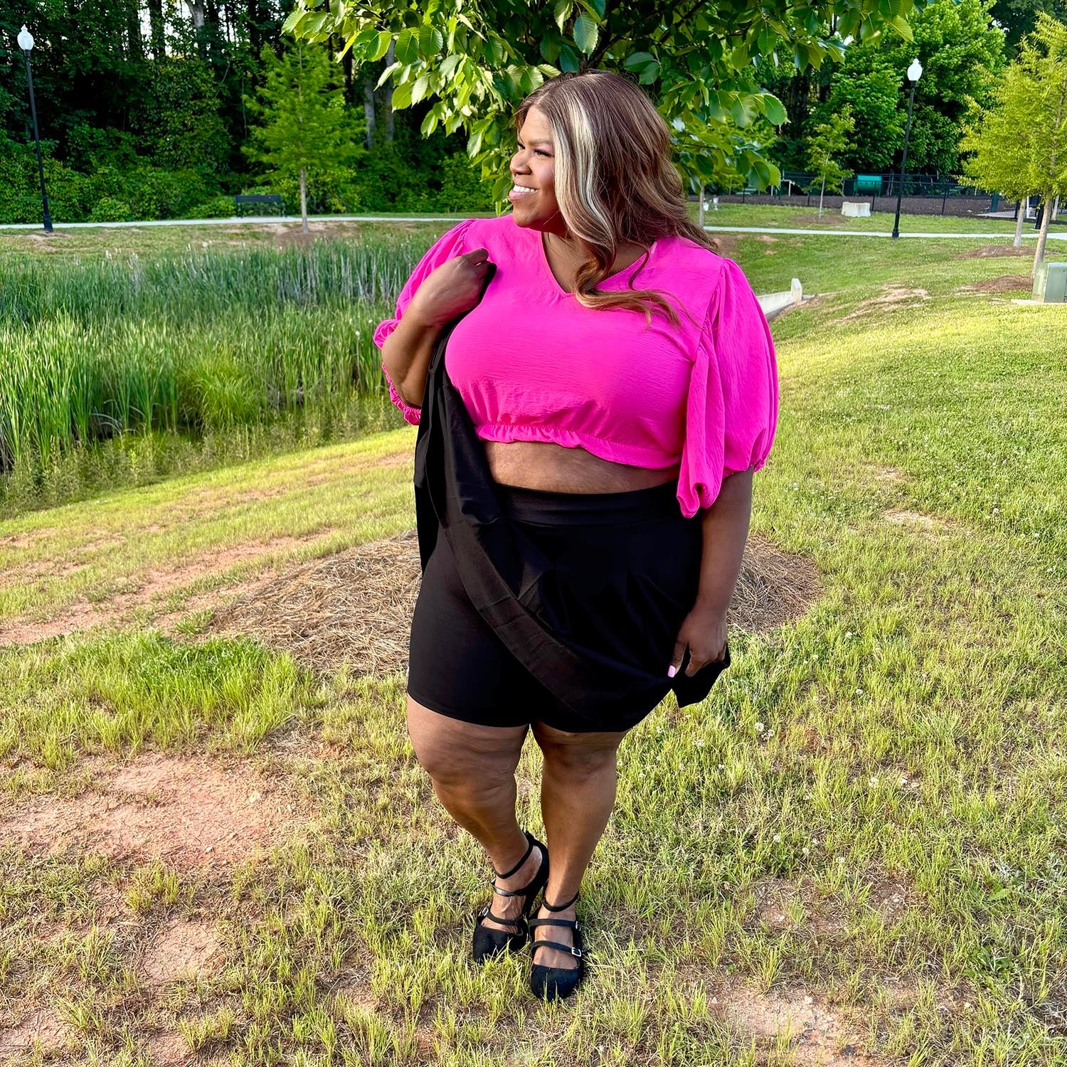 Petal Pleated Skort - Black - Image 6