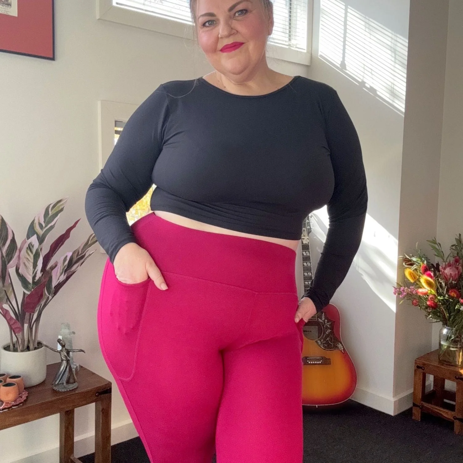 Squat Proof Short Leggings - Raspberry Pie - Image 3