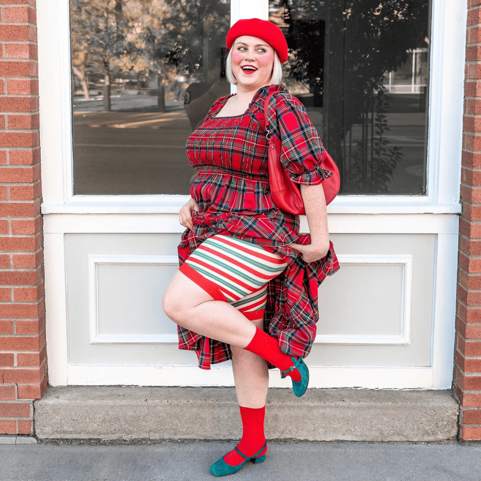 Christmas Tights Chub Rub Shorts - Candied - Image 3