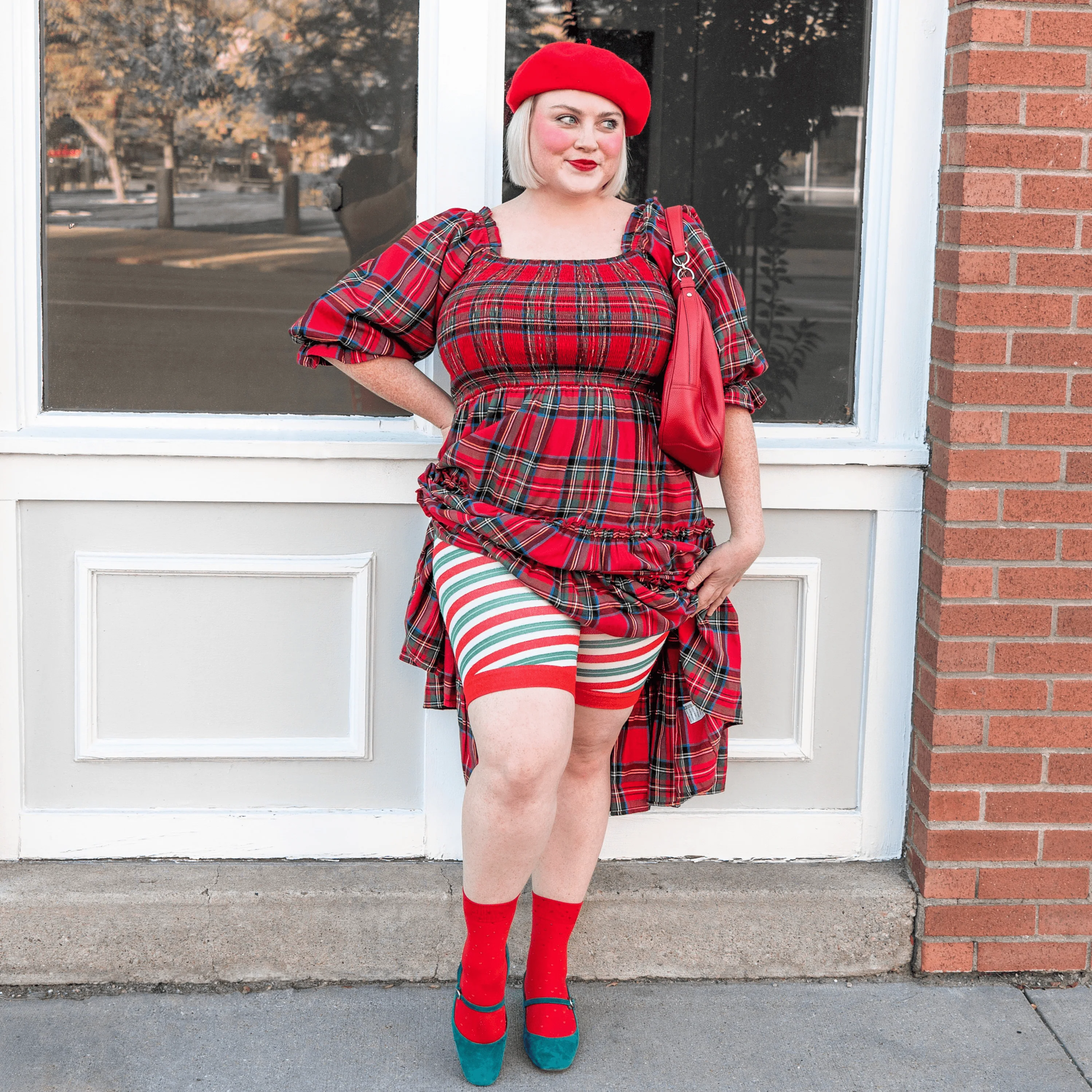 Christmas Tights Chub Rub Shorts - Candied - Image 4
