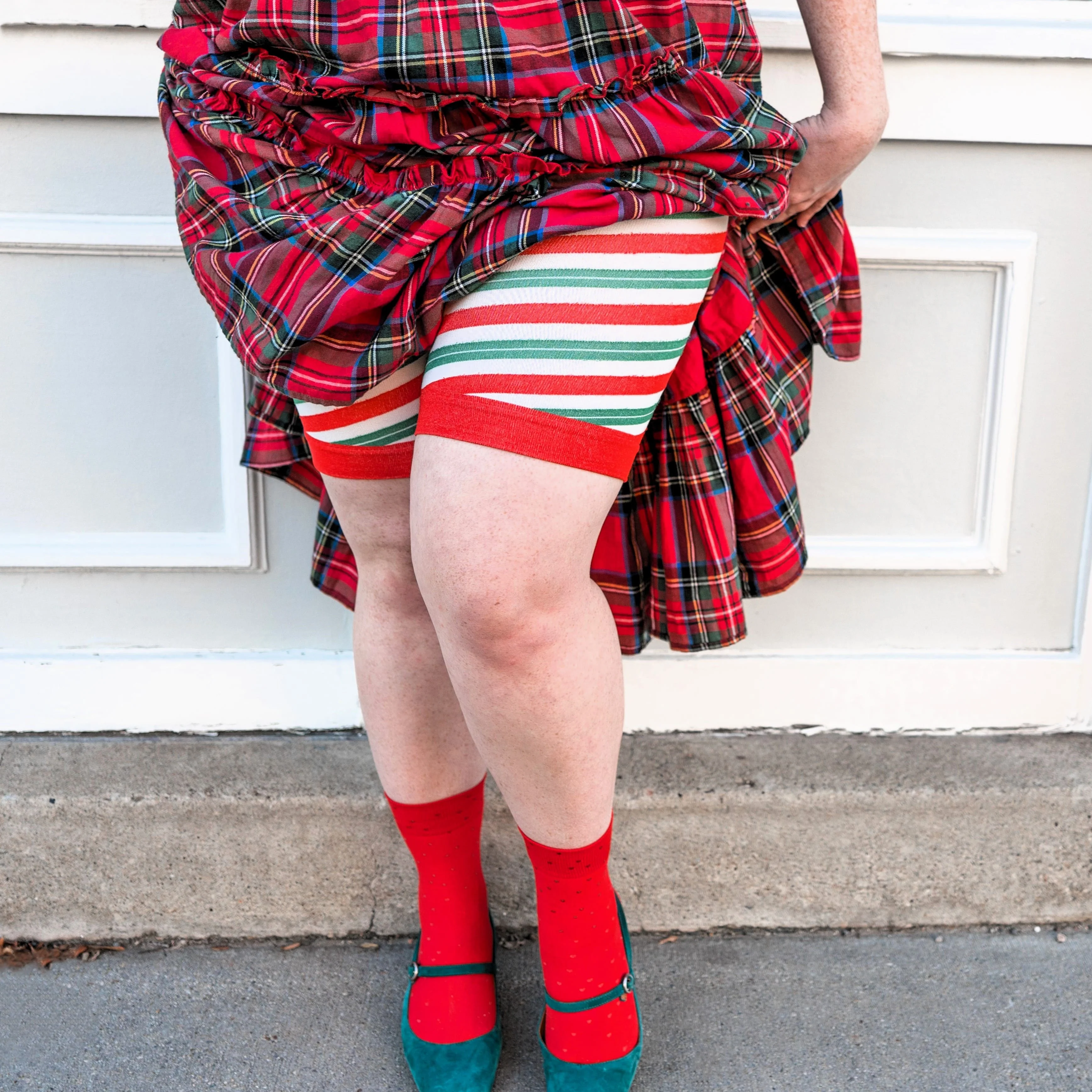Christmas Tights Chub Rub Shorts - Candied - Image 5