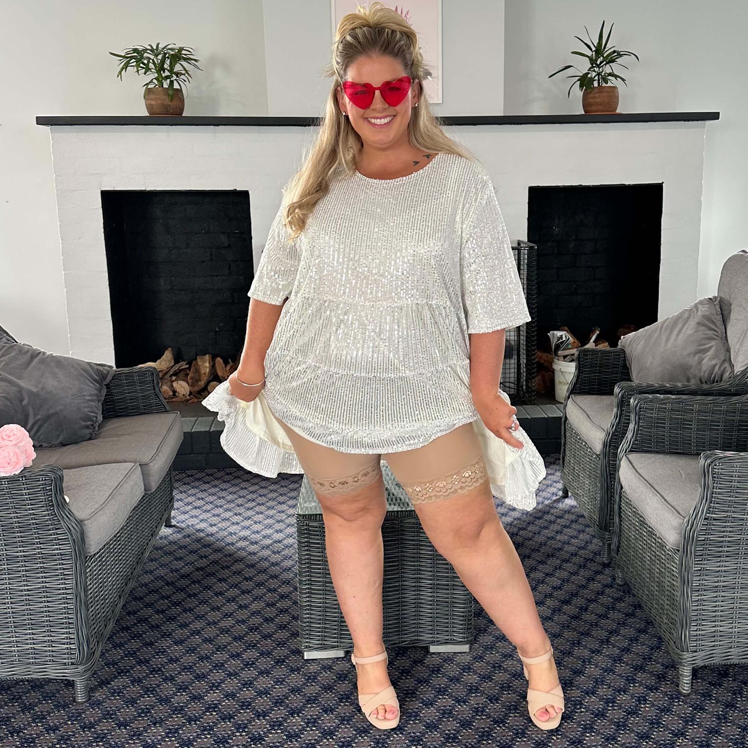 Lace Stay Cool Chub Rub Shorts - Blissful - Image 6