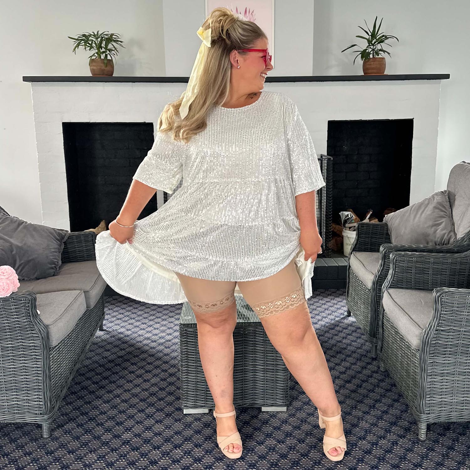 Lace Stay Cool Chub Rub Shorts - Blissful - Image 9