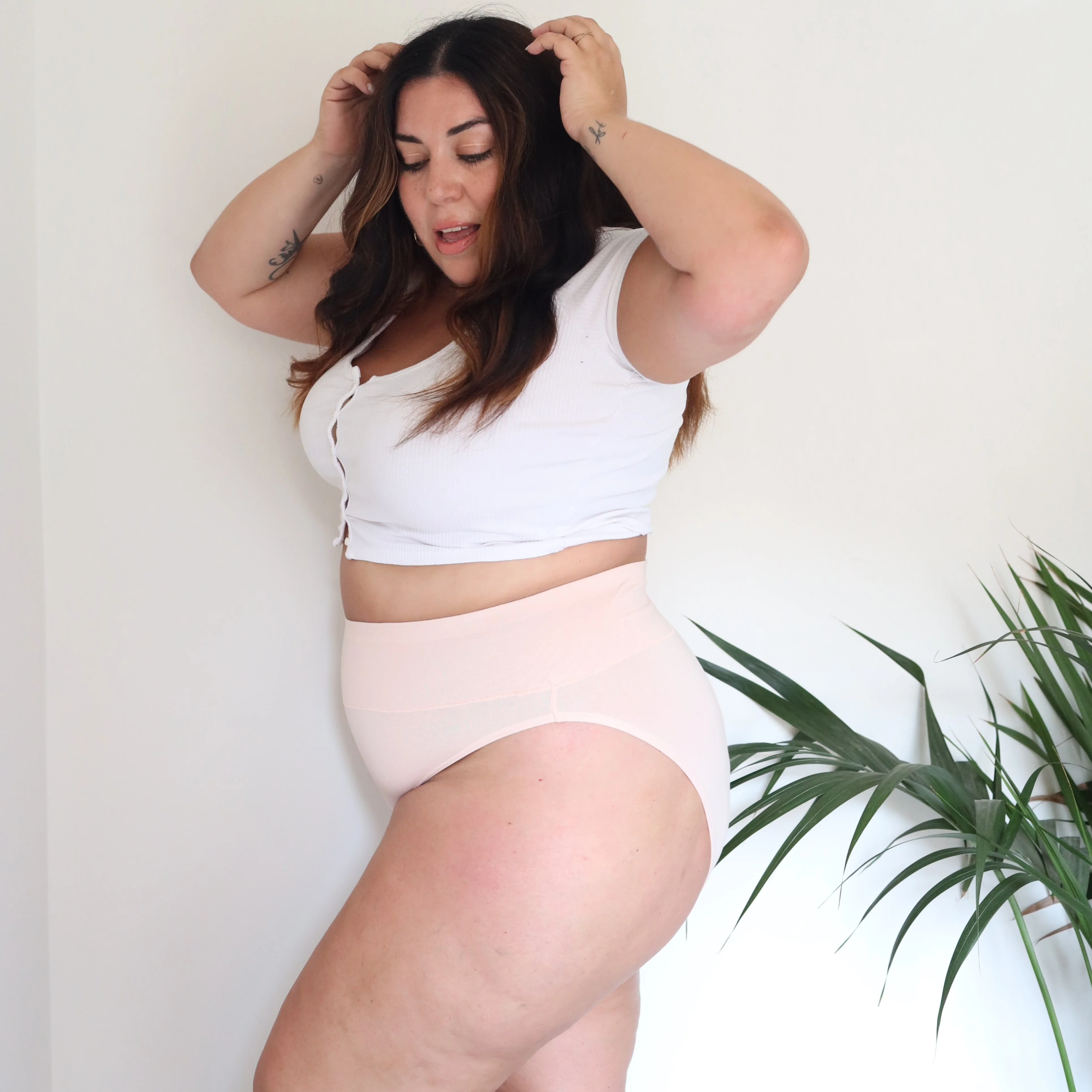 Organic Cotton Super High Leg Knickers - Ballet Pink - Image 3