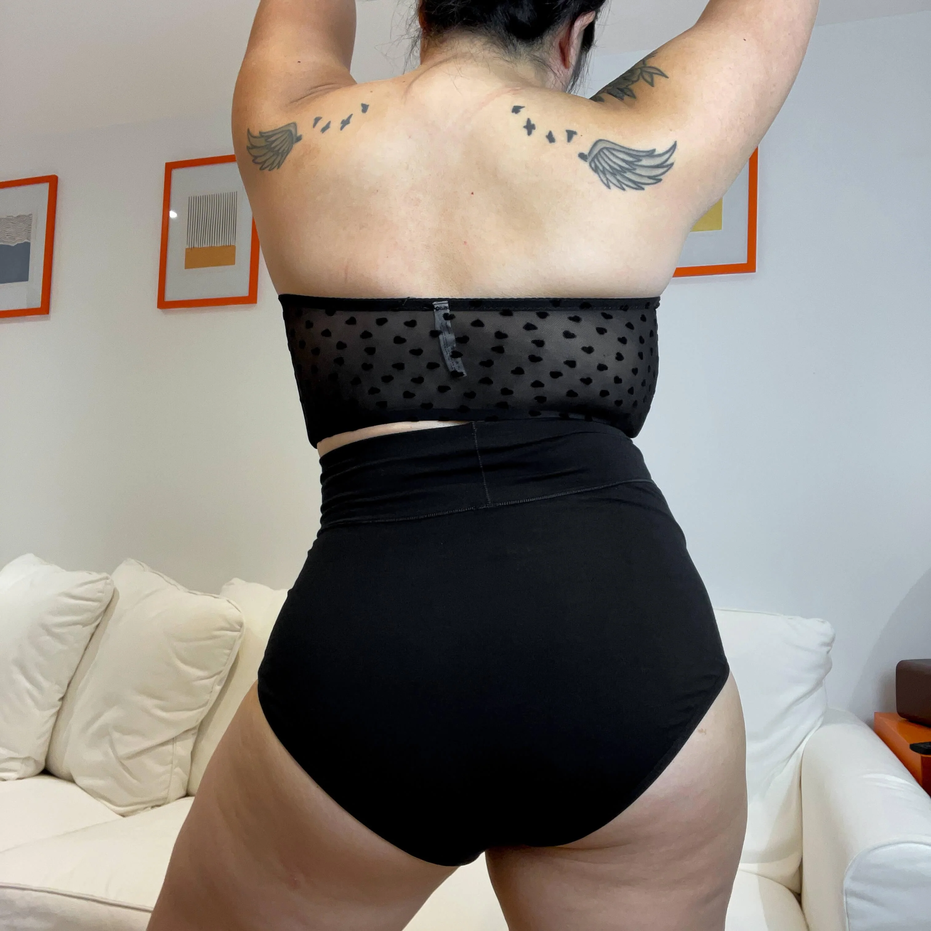 Organic Cotton Super High Waist Knickers - Black - Image 4