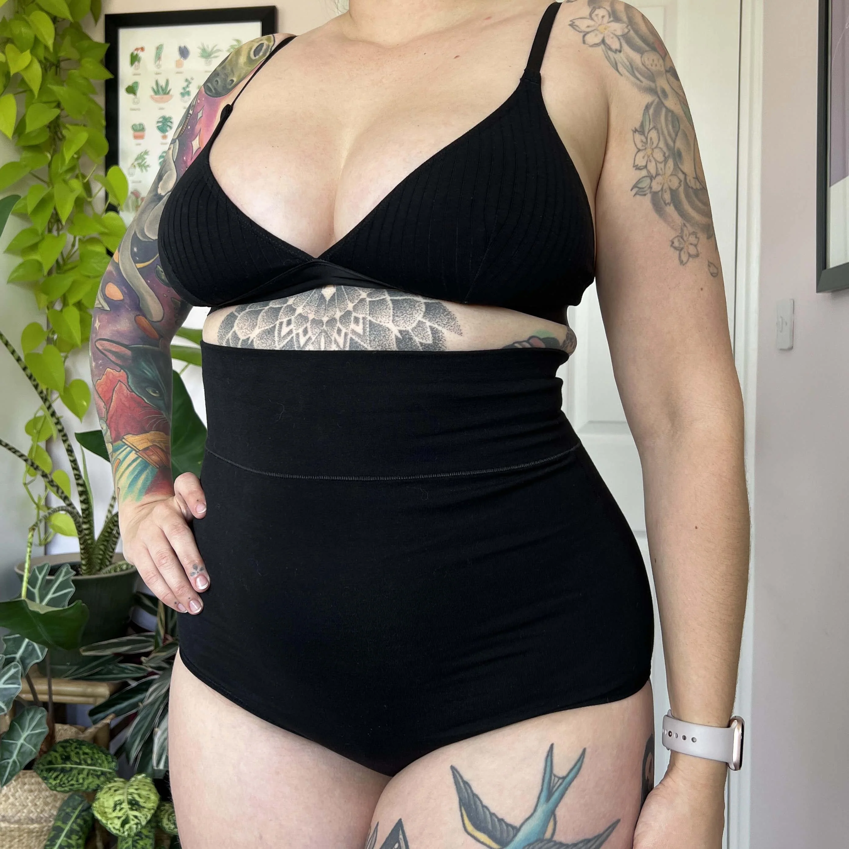 Organic Cotton Super High Waist Knickers - Black - Image 5