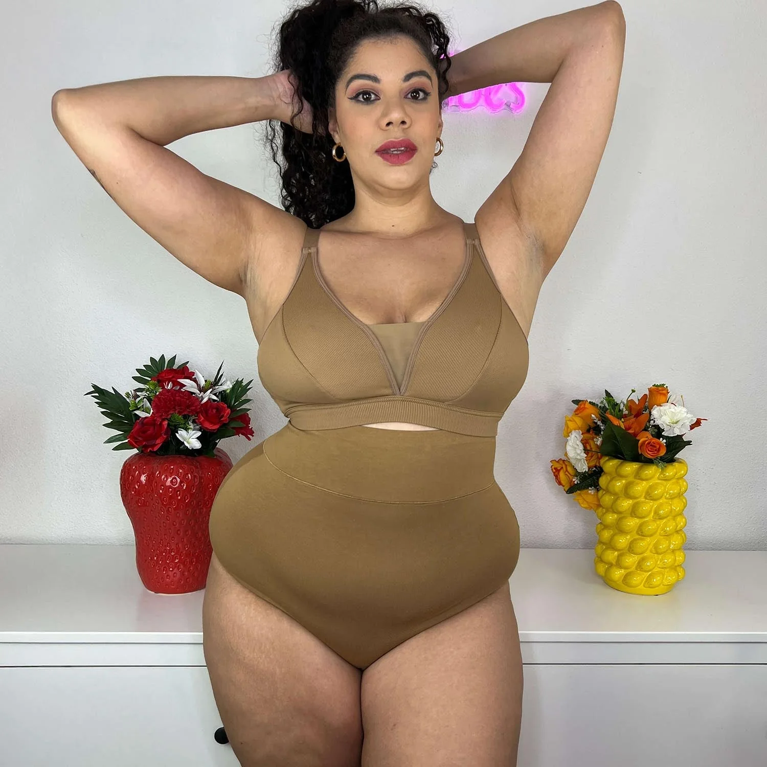 Organic Cotton Super High Waist Knickers - Caramel - Image 6