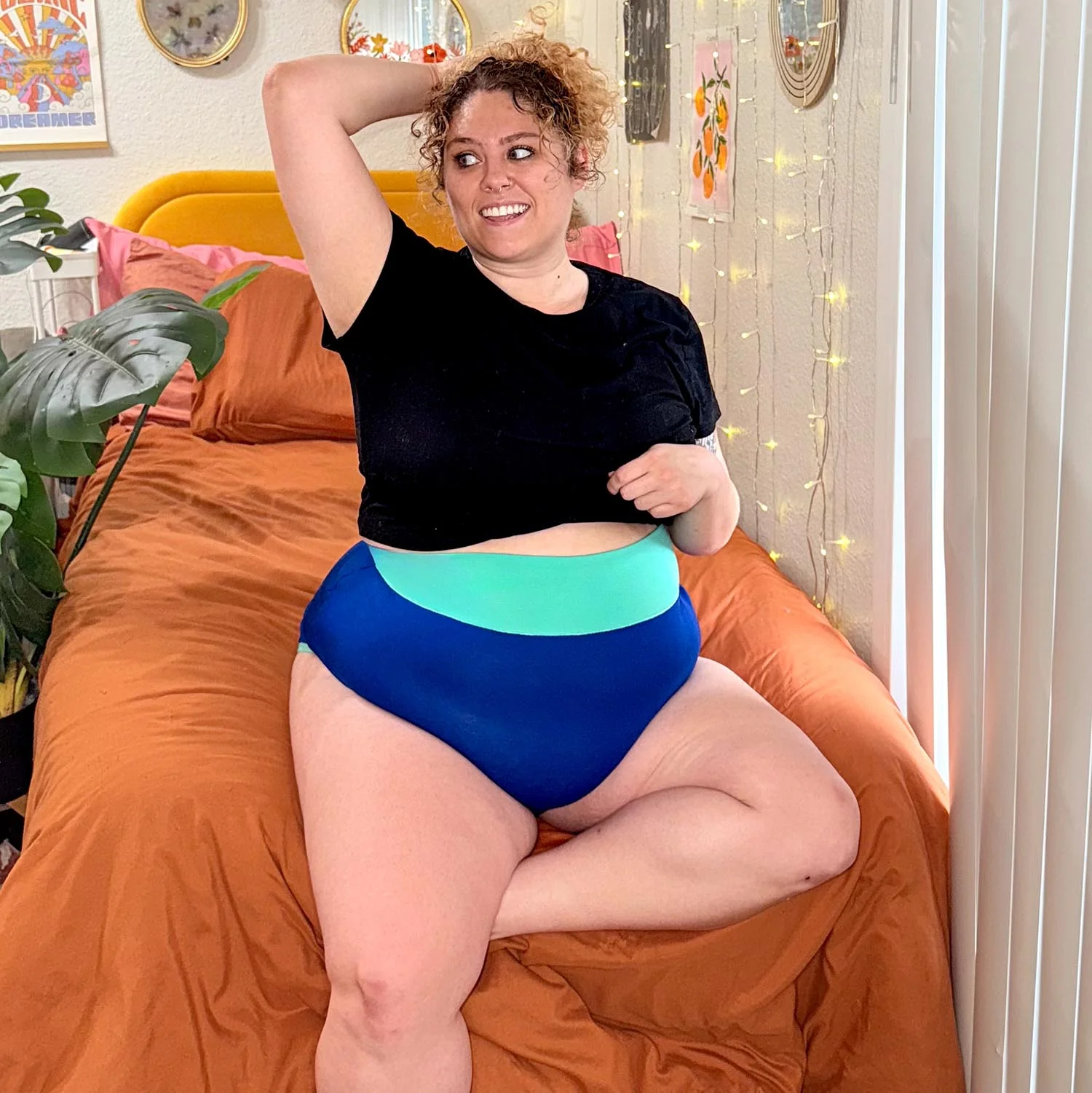 Organic Cotton Super High Waist Duo Knickers - Arabesque & Mint - Image 4