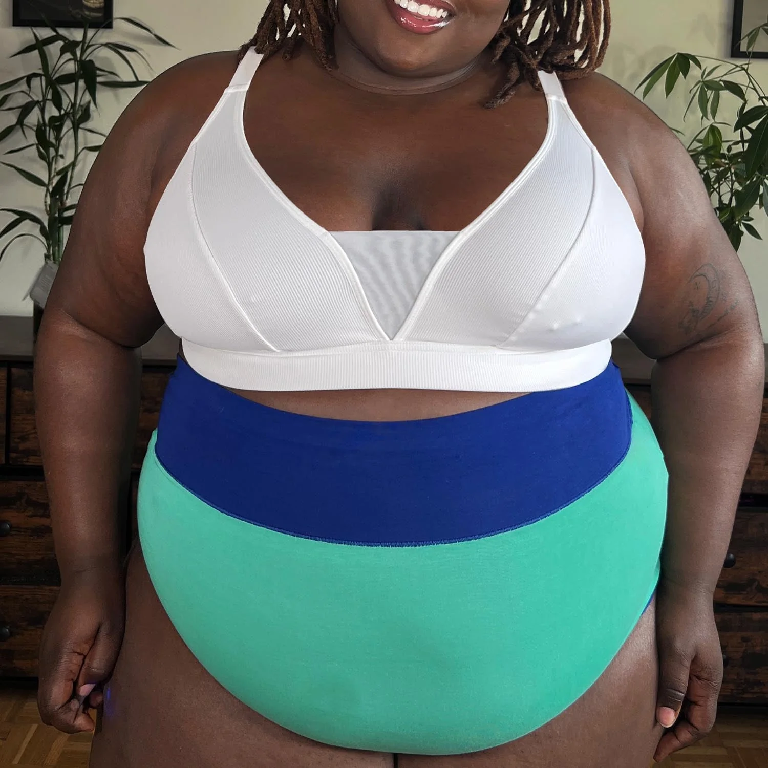 Organic Cotton Super High Waist Duo Knickers - Mint & Arabesque - Image 4