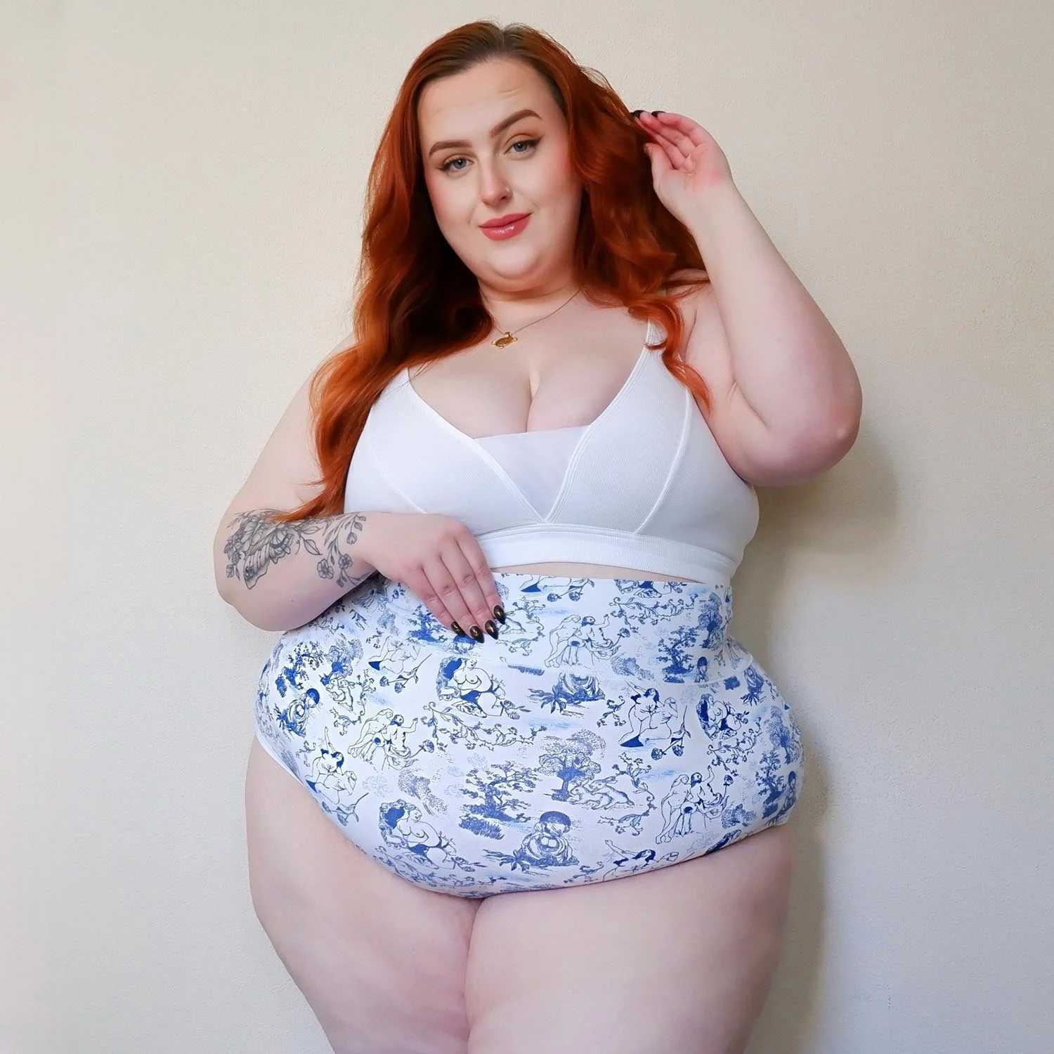 Organic Cotton Super High Waist Knickers - Passion au Jardin - L'Amour Bleu - Image 6