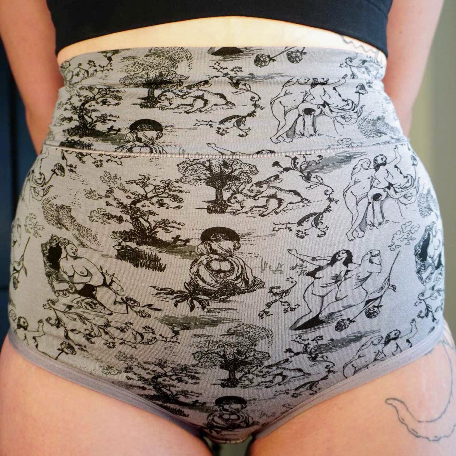 Organic Cotton Super High Waist Knickers - Passion au Jardin - L'Amour Noir - Image 10