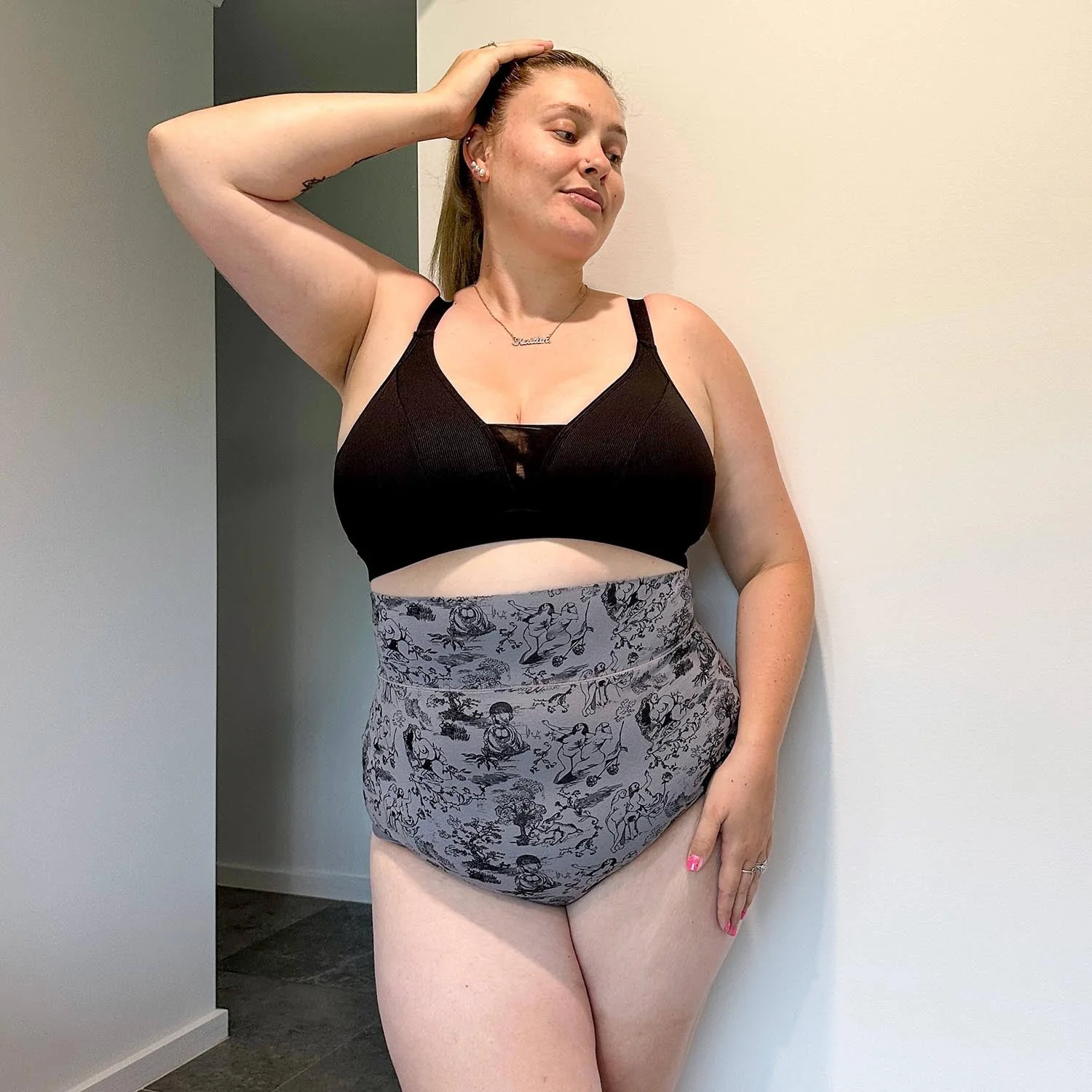 Organic Cotton Super High Waist Knickers - Passion au Jardin - L'Amour Noir - Image 3