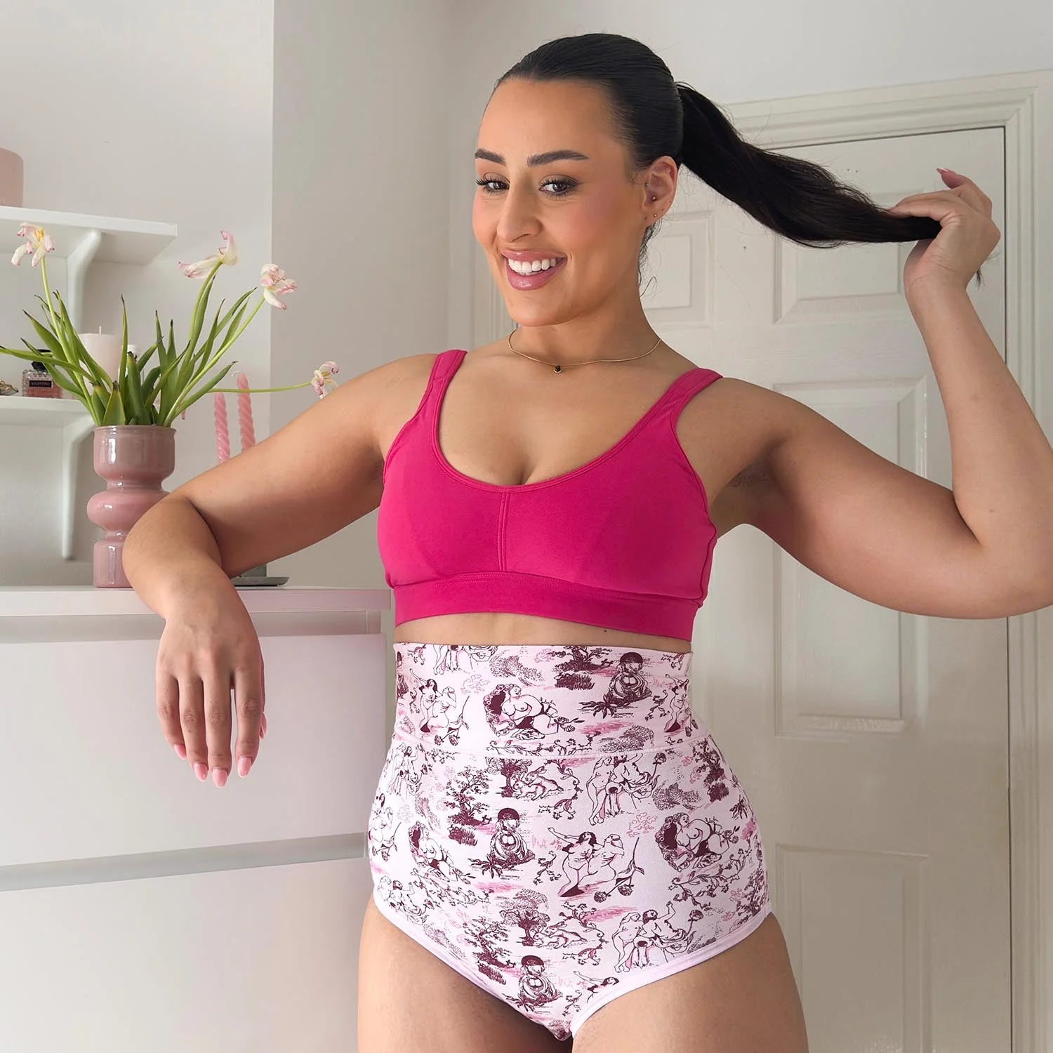 Organic Cotton Super High Waist Knickers - Passion au Jardin - L'Amour Rose - Image 10