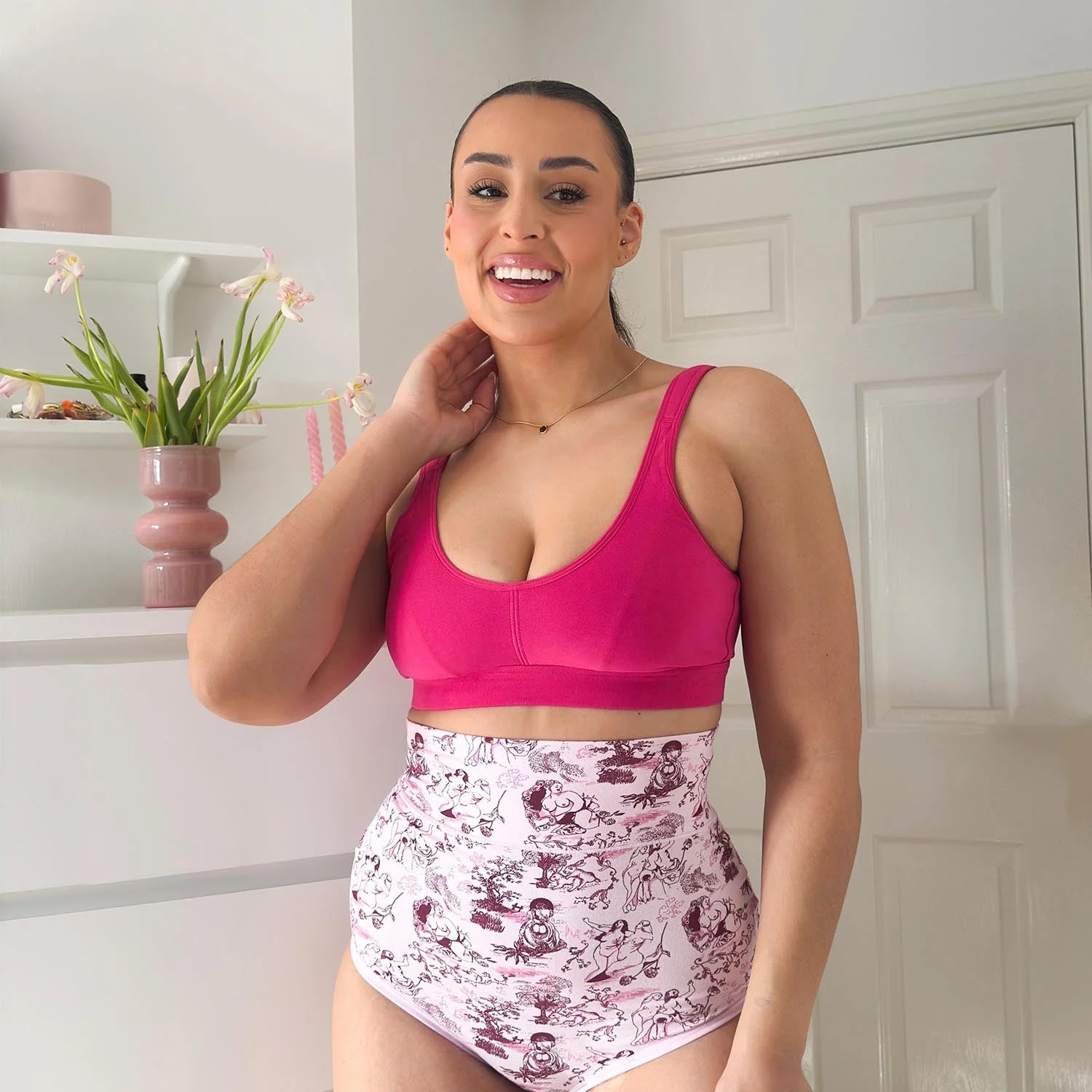 Organic Cotton Super High Waist Knickers - Passion au Jardin - L'Amour Rose - Image 8