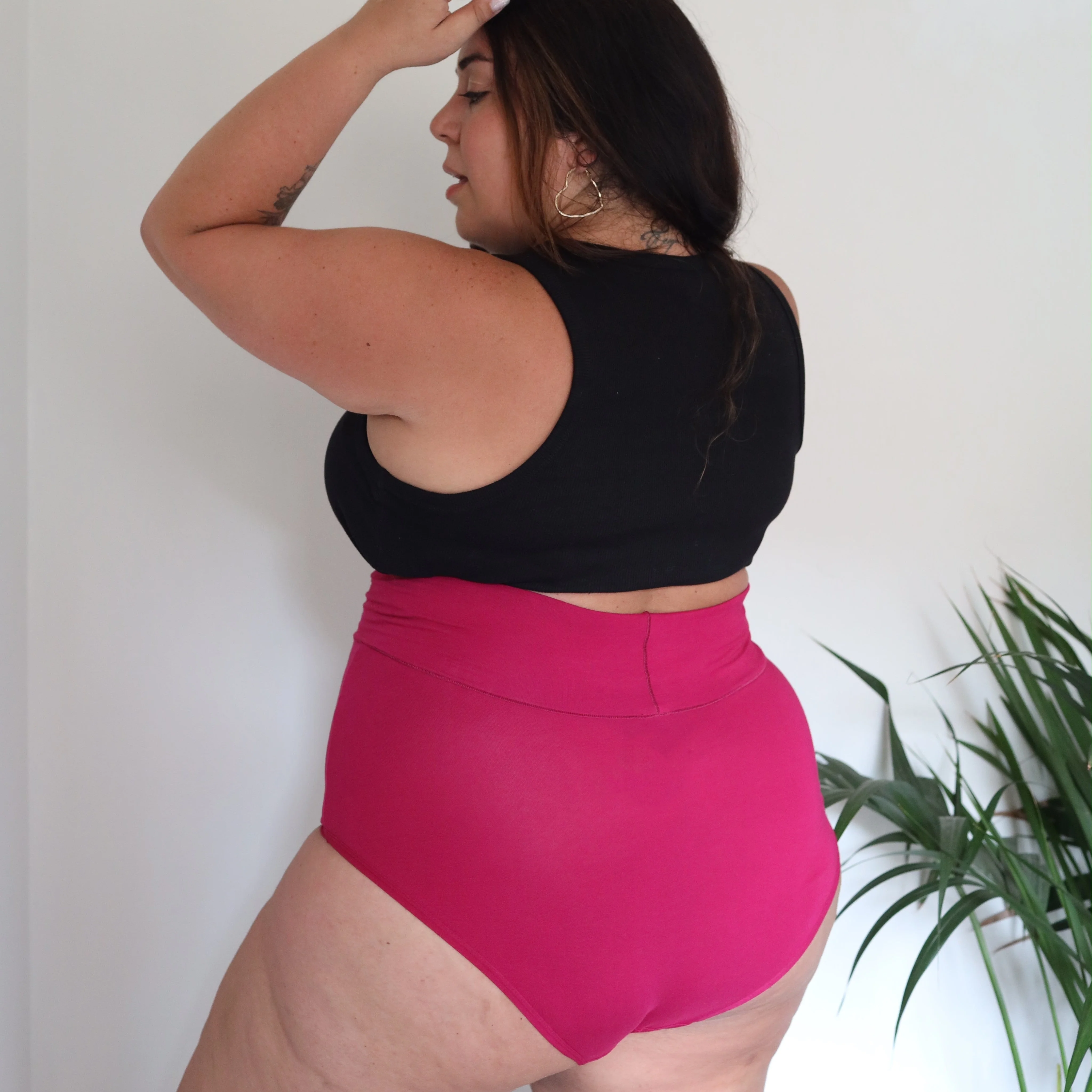 Organic Cotton Super High Waist Knickers - Raspberry Pie - Image 4