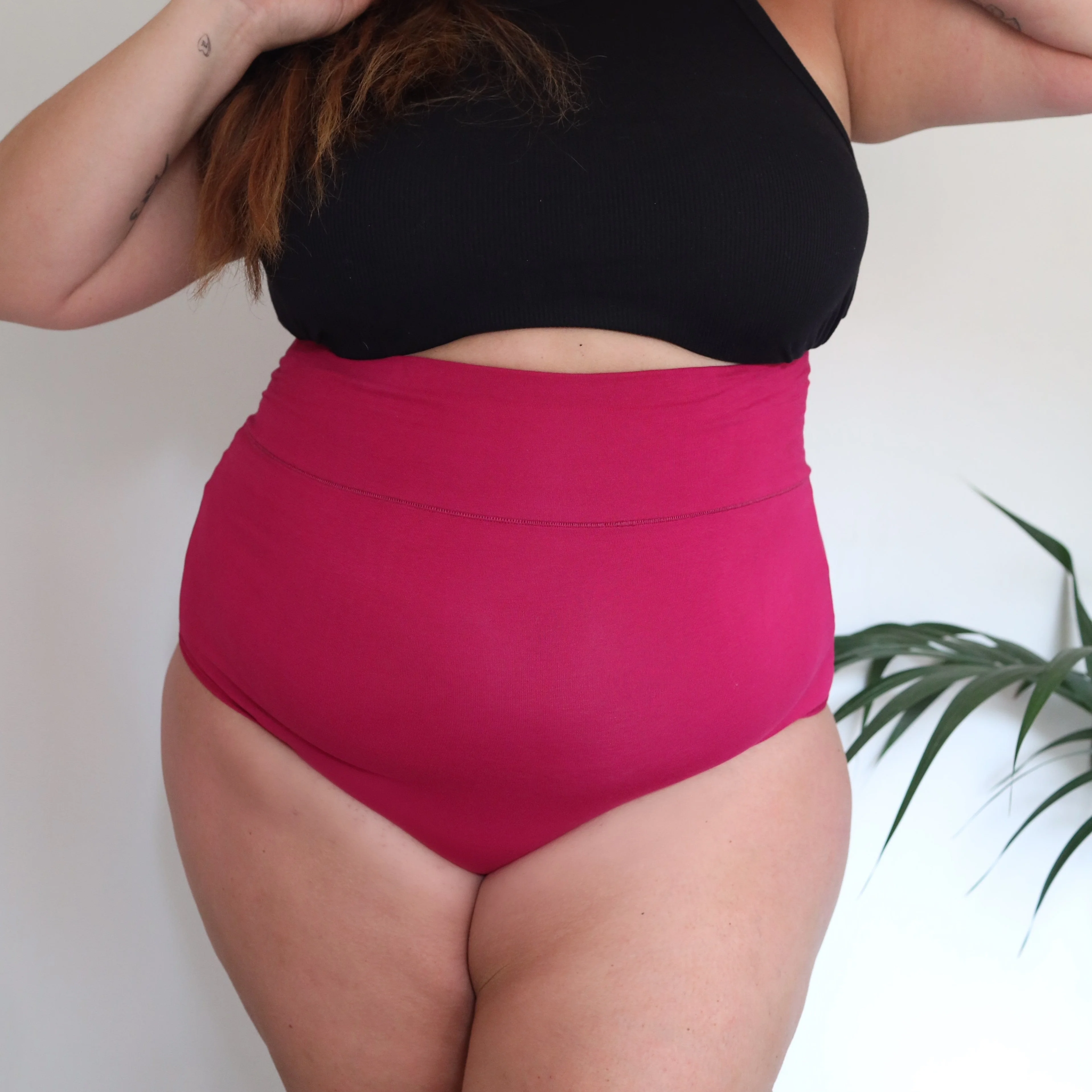 Organic Cotton Super High Waist Knickers - Raspberry Pie - Image 7