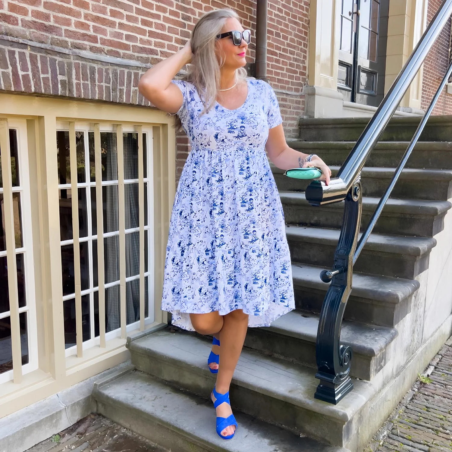 T-Shirt Tiered Dress - Passion au Jardin - L'Amour Bleu - Image 3