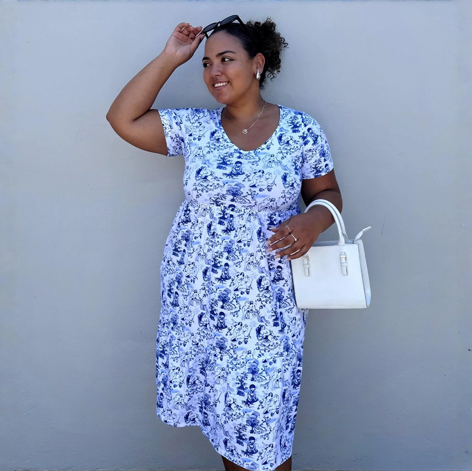 T-Shirt Tiered Dress - Passion au Jardin - L'Amour Bleu - Image 4