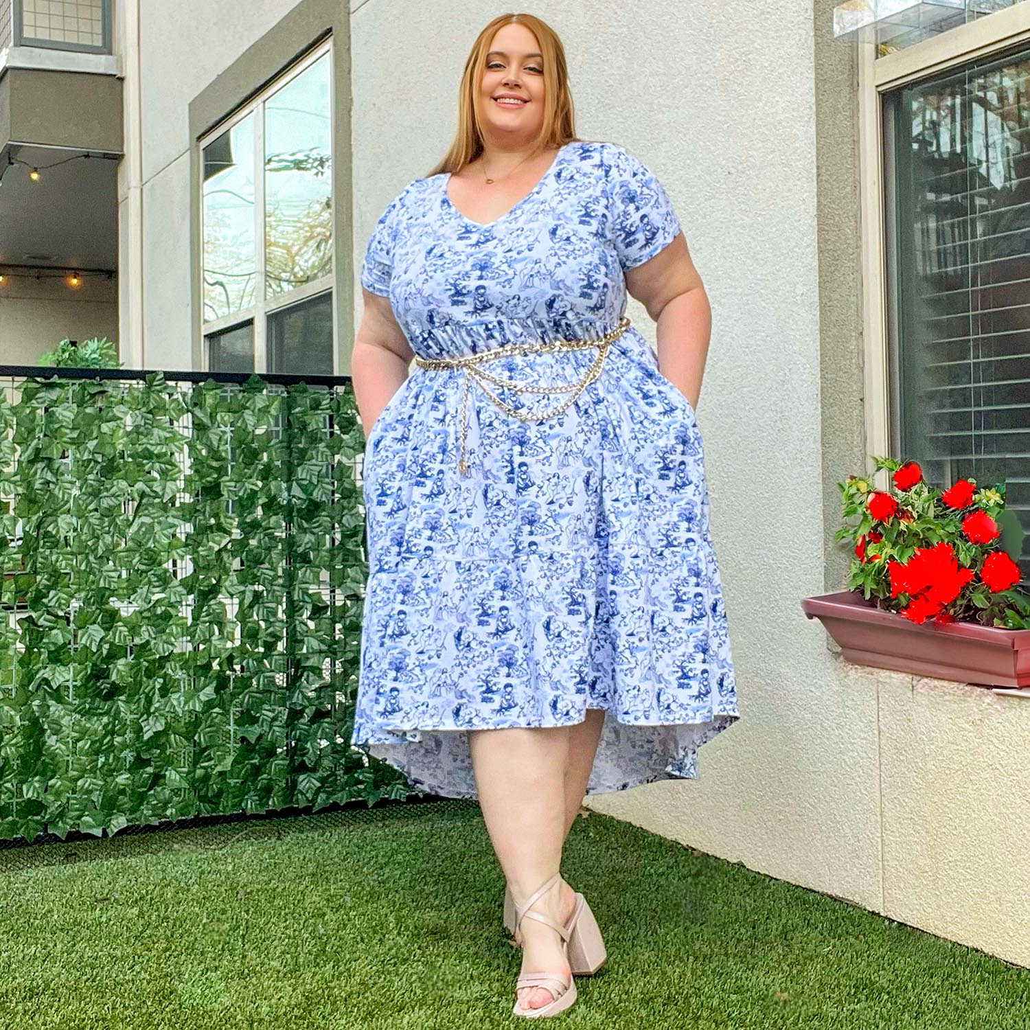 T-Shirt Tiered Dress - Passion au Jardin - L'Amour Bleu - Image 5