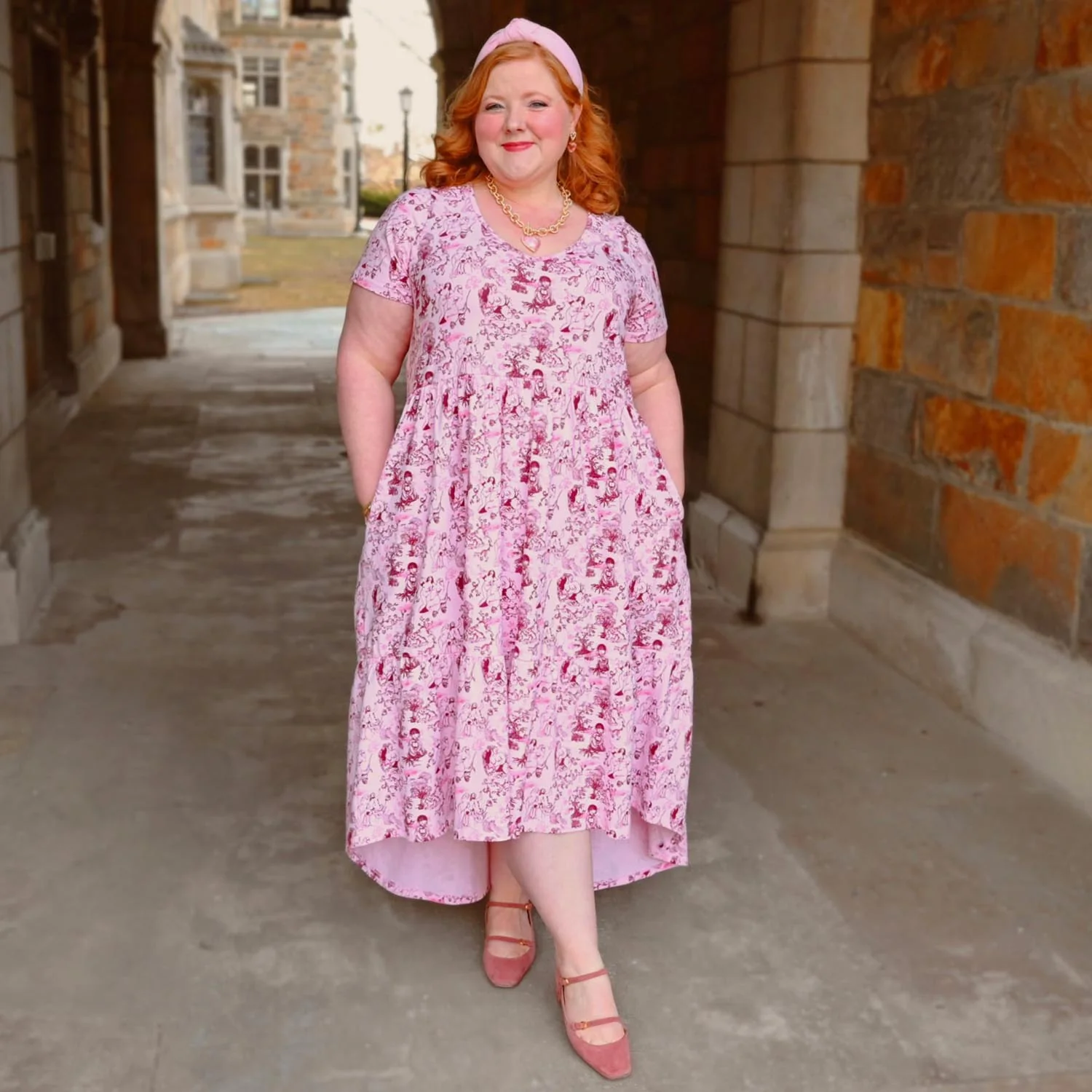 T-Shirt Tiered Dress - Passion au Jardin - L'Amour Rose - Image 10