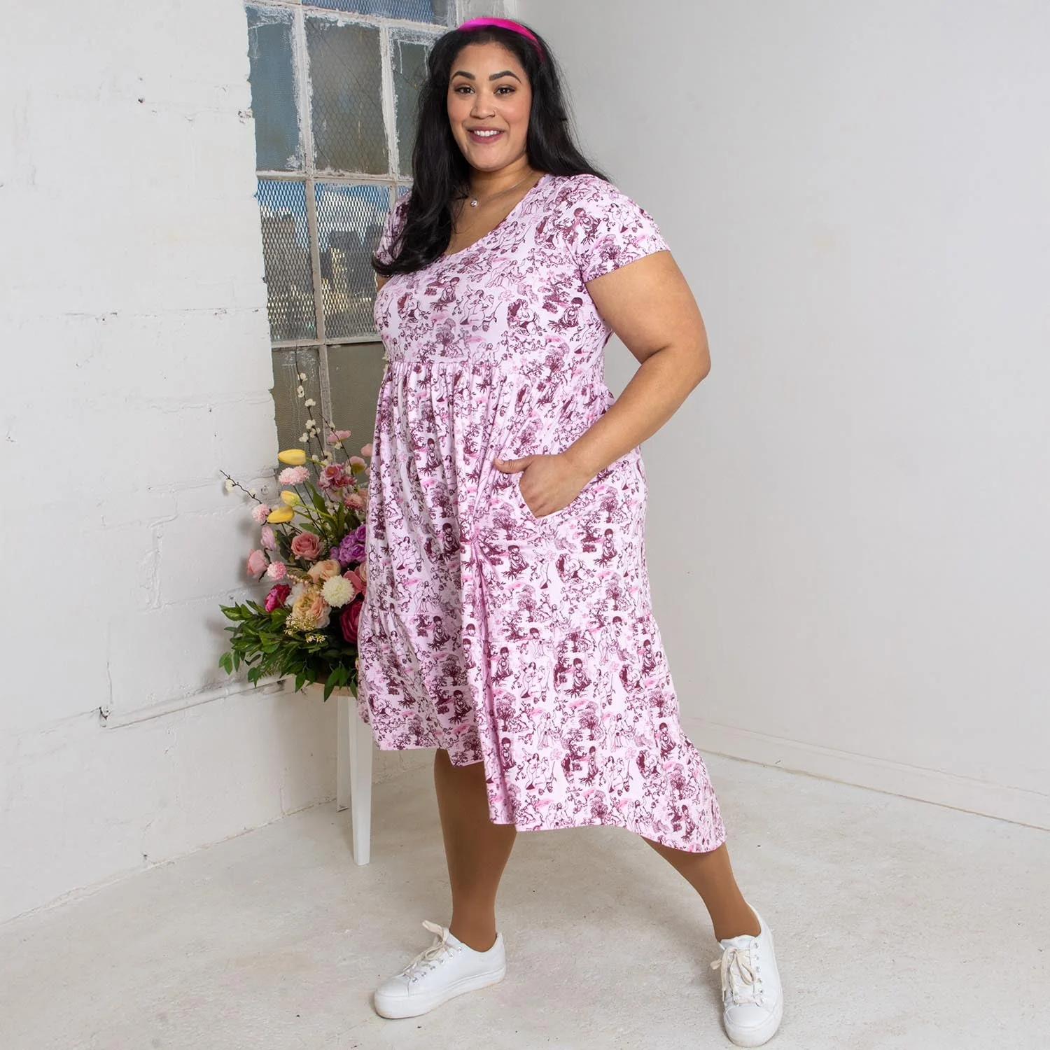 T-Shirt Tiered Dress - Passion au Jardin - L'Amour Rose - Image 12