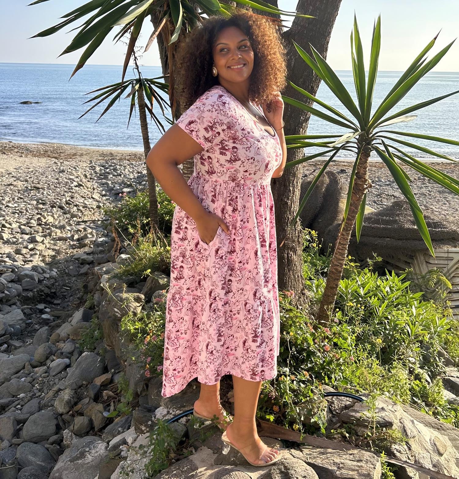 T-Shirt Tiered Dress - Passion au Jardin - L'Amour Rose - Image 13