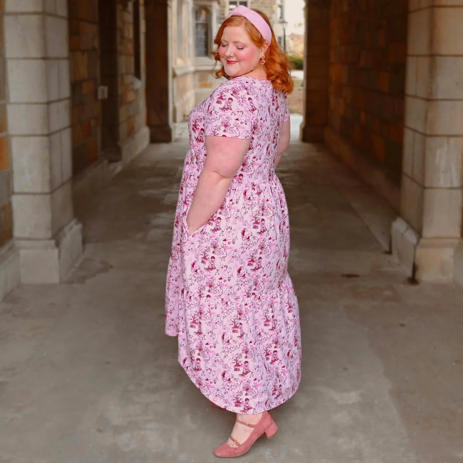 T-Shirt Tiered Dress - Passion au Jardin - L'Amour Rose - Image 5