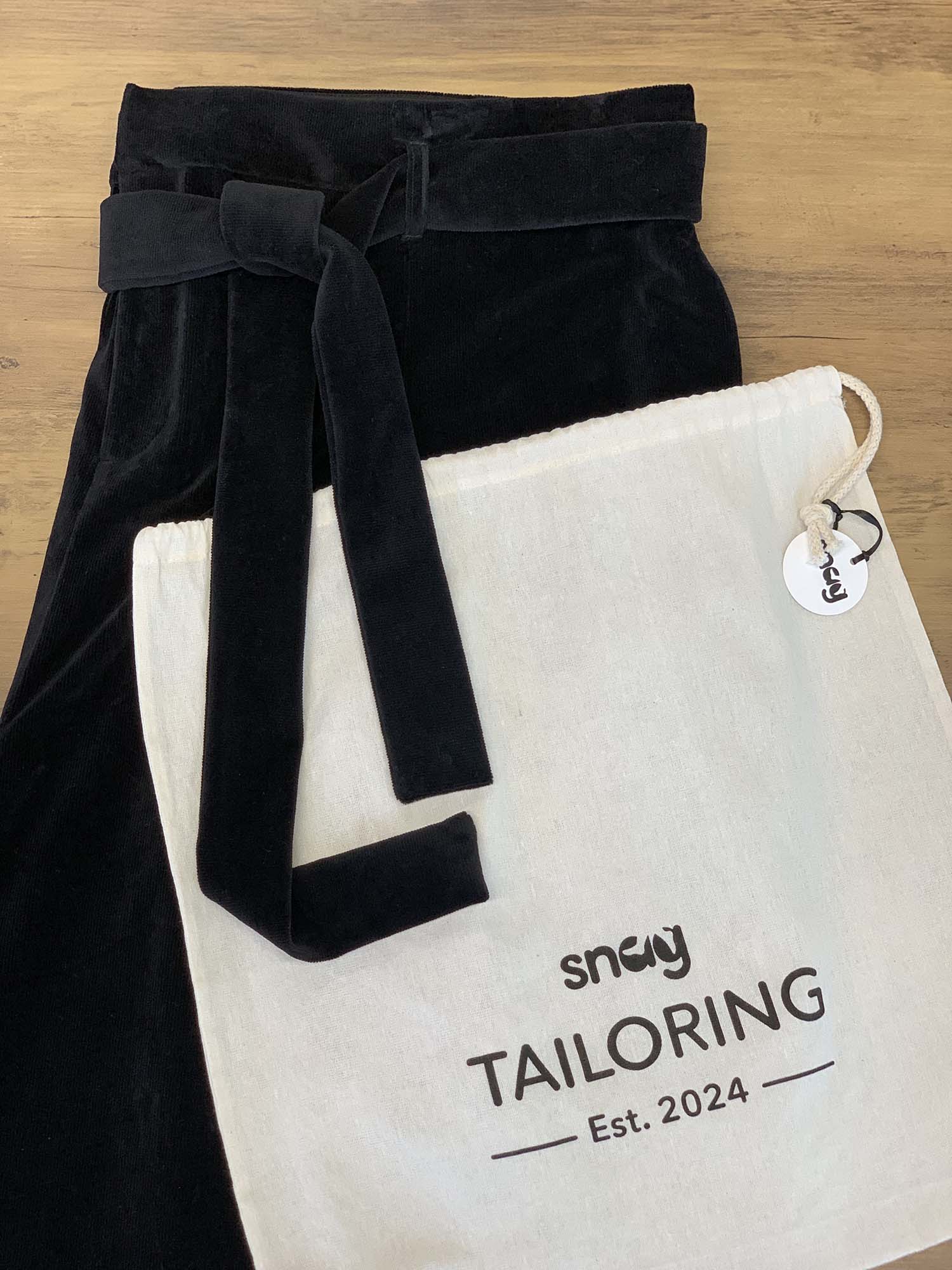 Wide Leg Cord Tailored Trousers - Black - Image 9