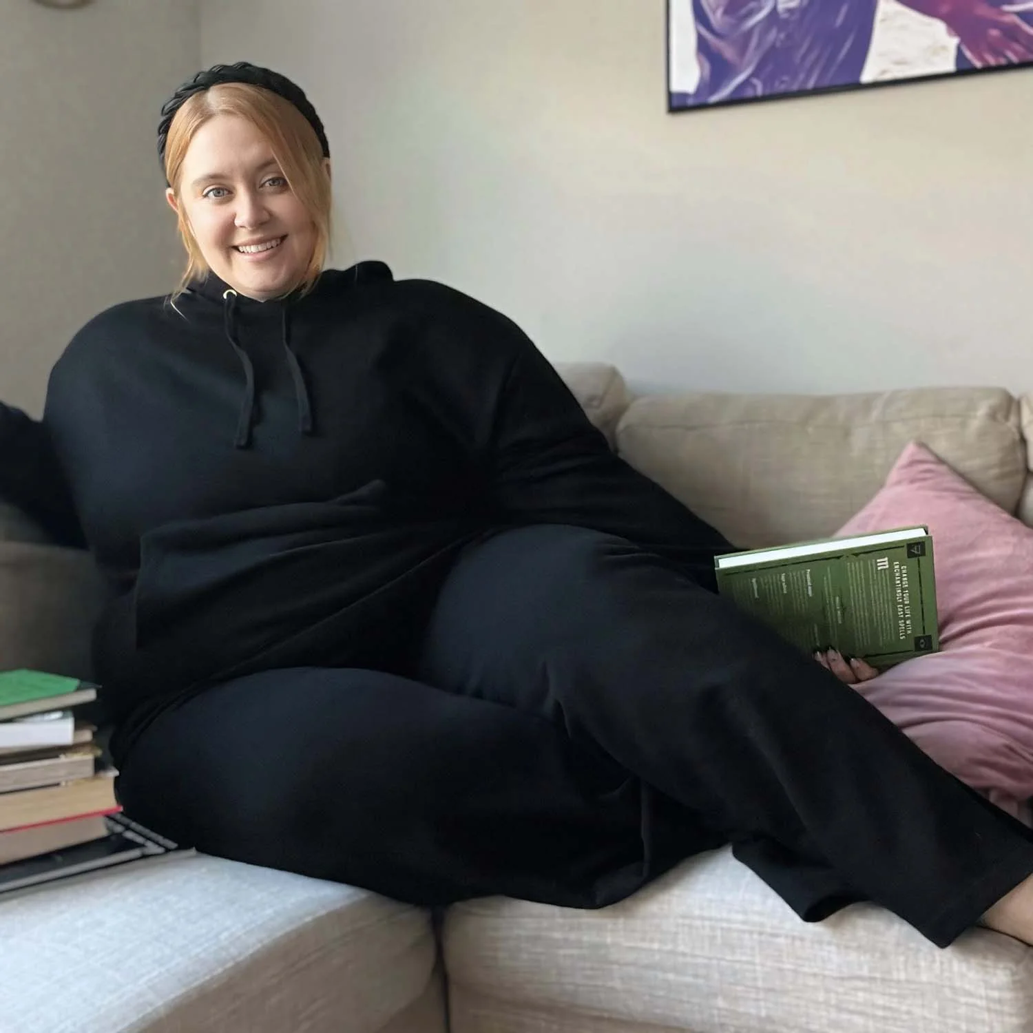 Organic Cotton Wide Leg Joggers - Black - Image 10