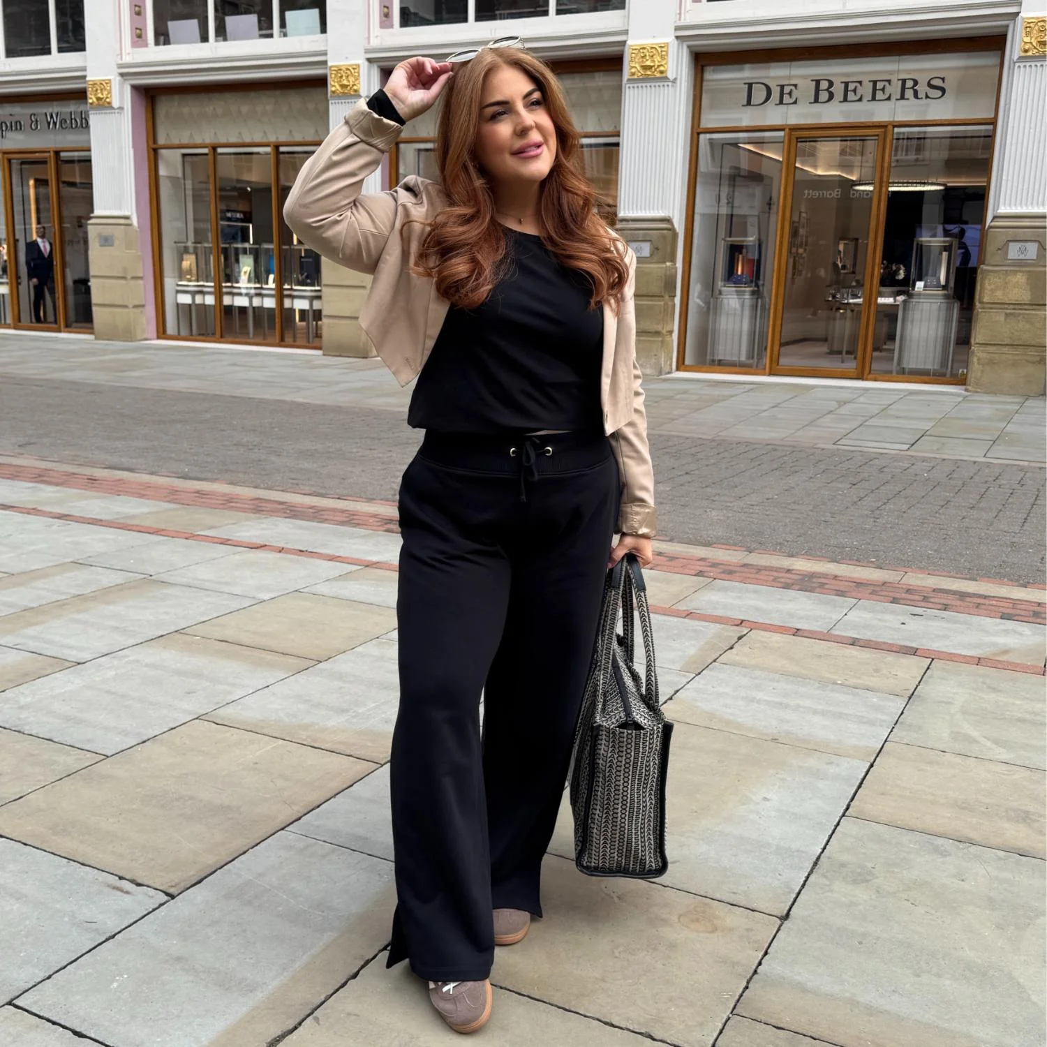 Organic Cotton Wide Leg Joggers - Black - Image 14